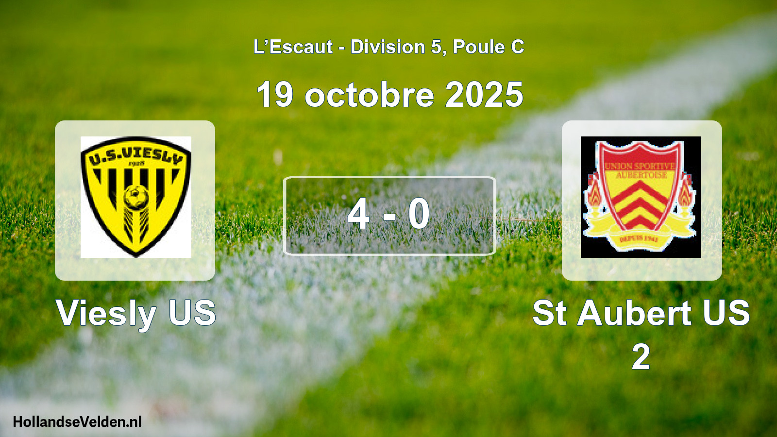 Match joué: Viesly US - St Aubert US 2 4 - 0 (19 octobre 2025)