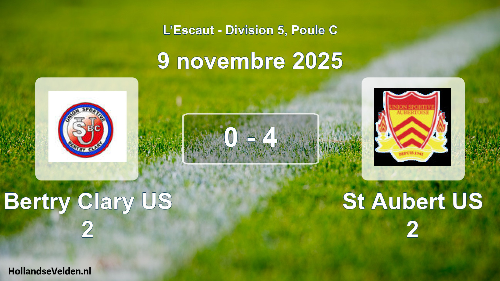 Match joué: Bertry Clary US 2 - St Aubert US 2 0 - 4 (9 novembre 2025)