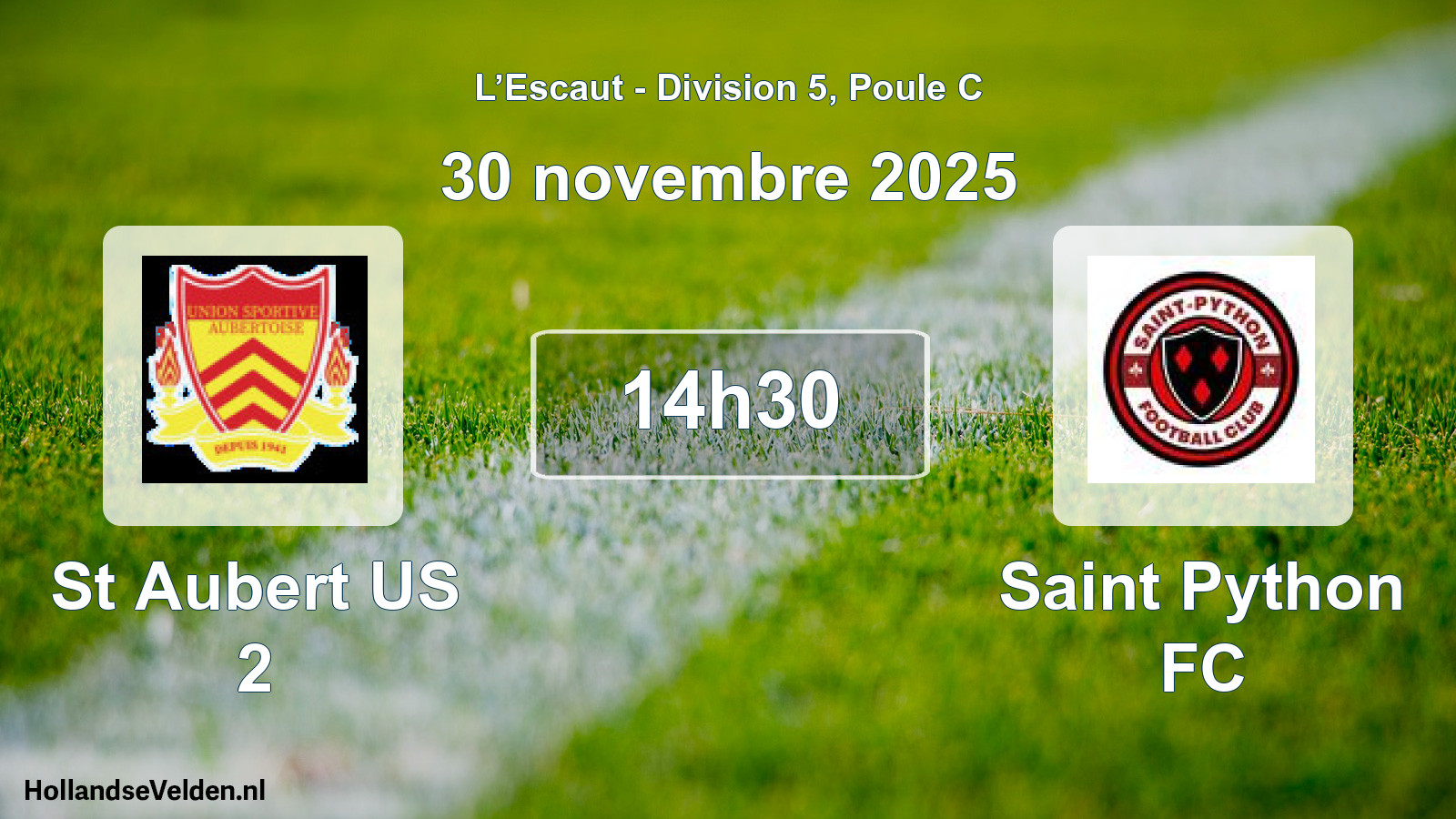 Geplande wedstrijd: St Aubert US 2 - Saint Python FC (30 november 2025)