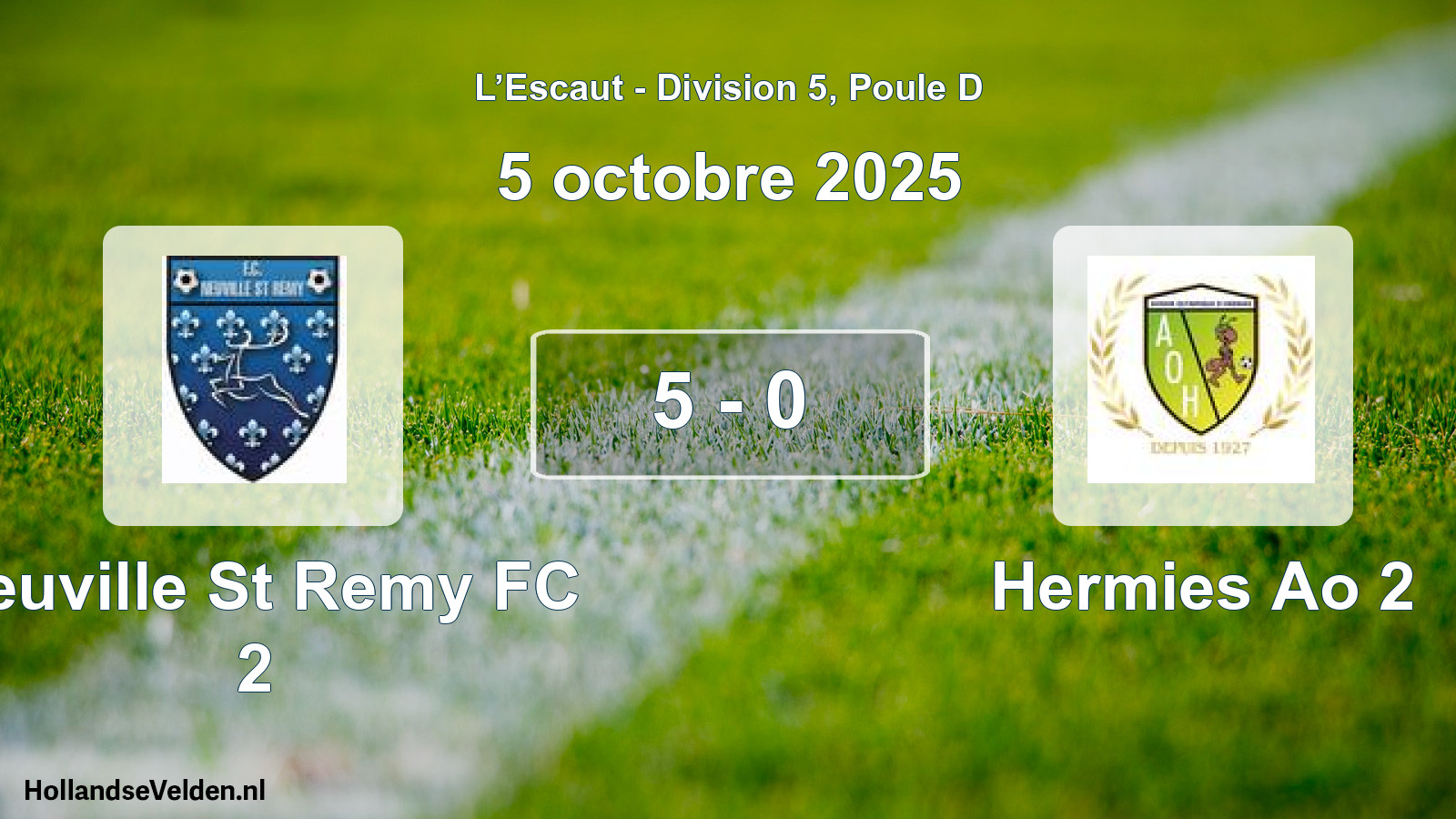 Match joué: Neuville St Remy FC 2 - Hermies Ao 2 5 - 0 (5 octobre 2025)