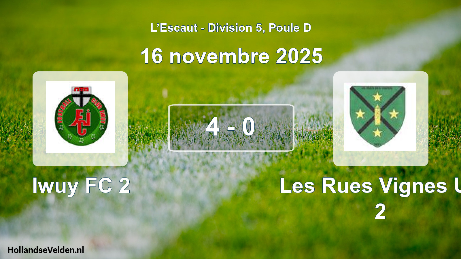 Match joué: Iwuy FC 2 - Les Rues Vignes US 2 4 - 0 (16 novembre 2025)