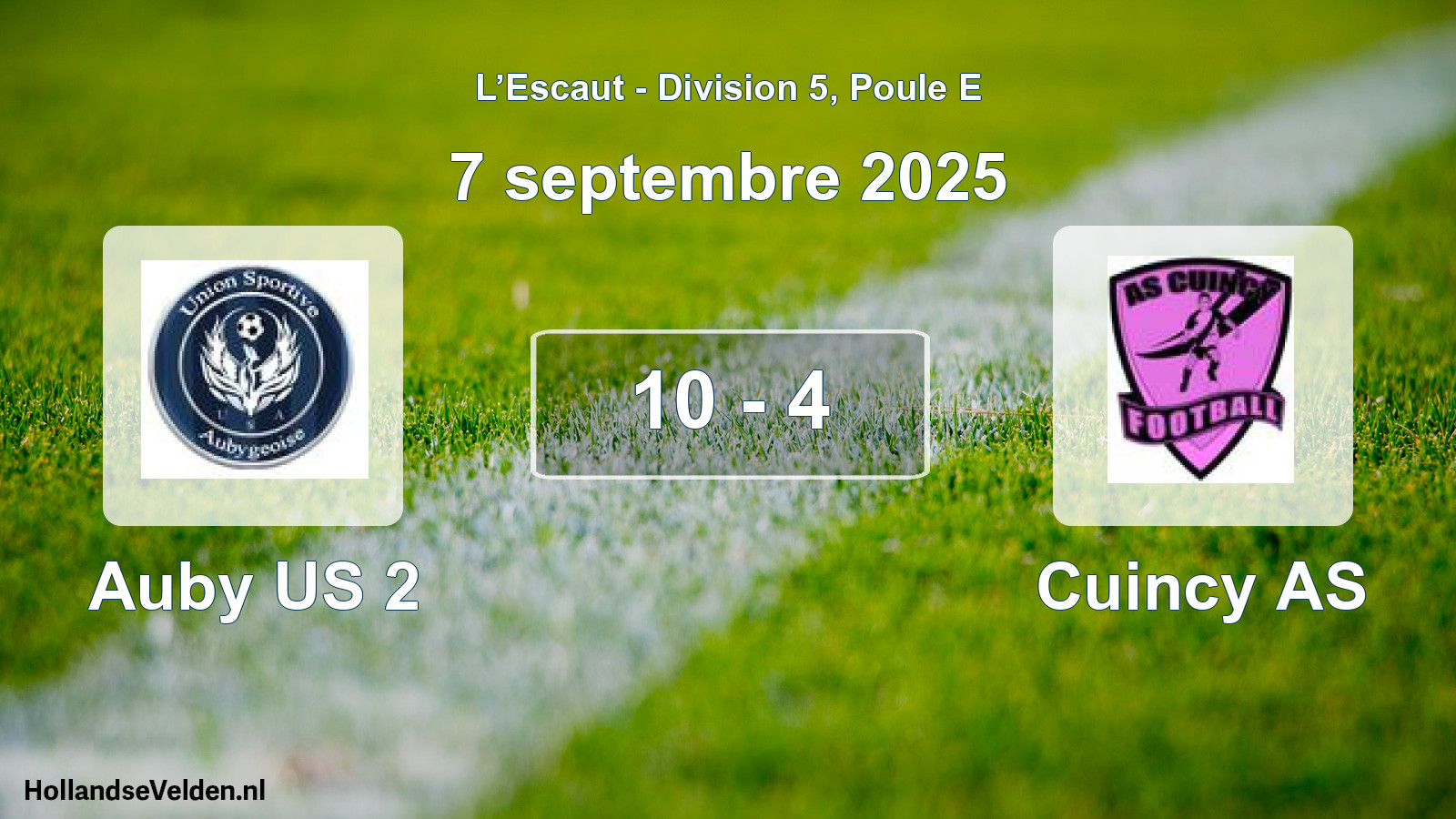 Match joué: Auby US 2 - Cuincy AS 10 - 4 (7 septembre 2025)