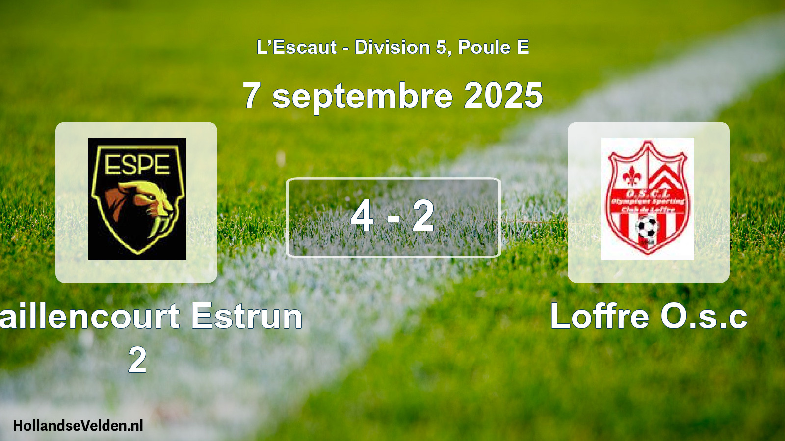 Gespeelde wedstrijd: Paillencourt Estrun 2 - Loffre O.s.c 4 - 2 (7 september 2025)