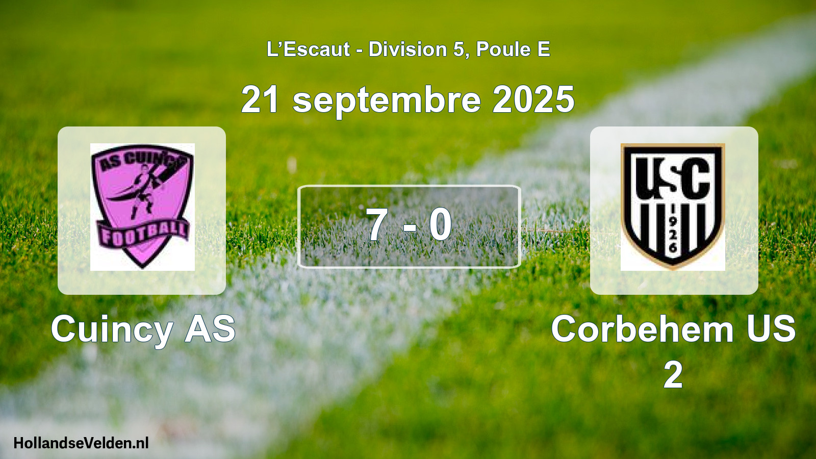 Match joué: Cuincy AS - Corbehem US 2 7 - 0 (21 septembre 2025)