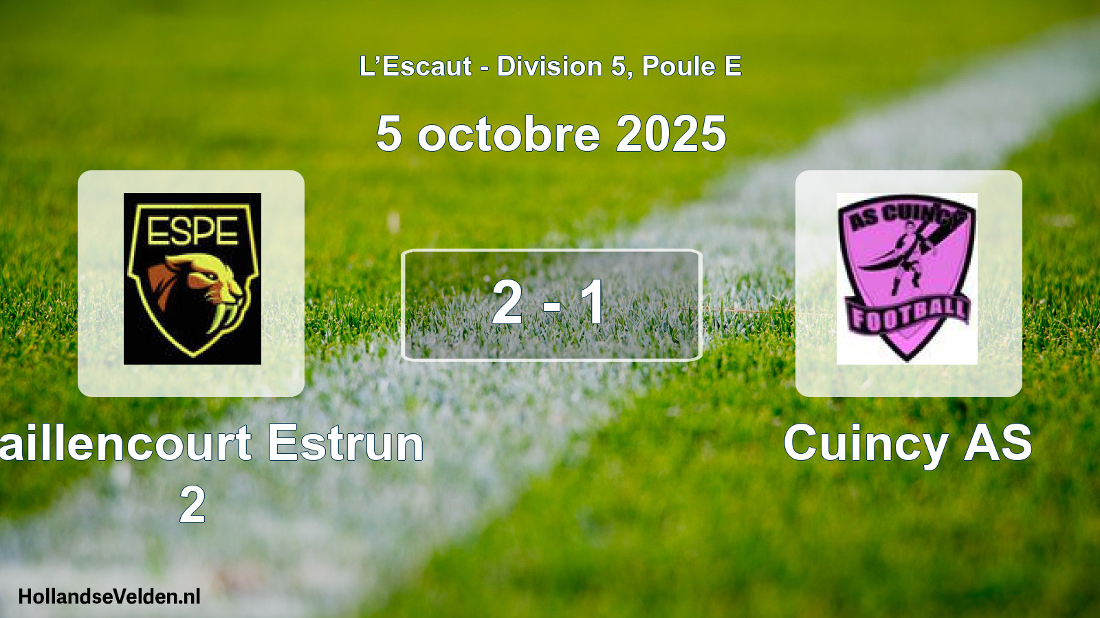 Gespeelde wedstrijd: Paillencourt Estrun 2 - Cuincy AS 2 - 1 (5 oktober 2025)