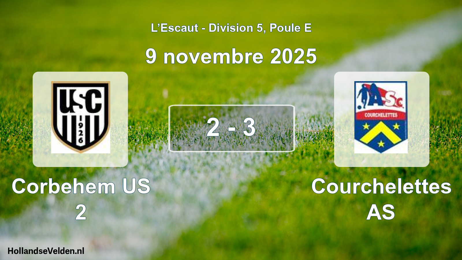 Match joué: Corbehem US 2 - Courchelettes AS 2 - 3 (9 novembre 2025)