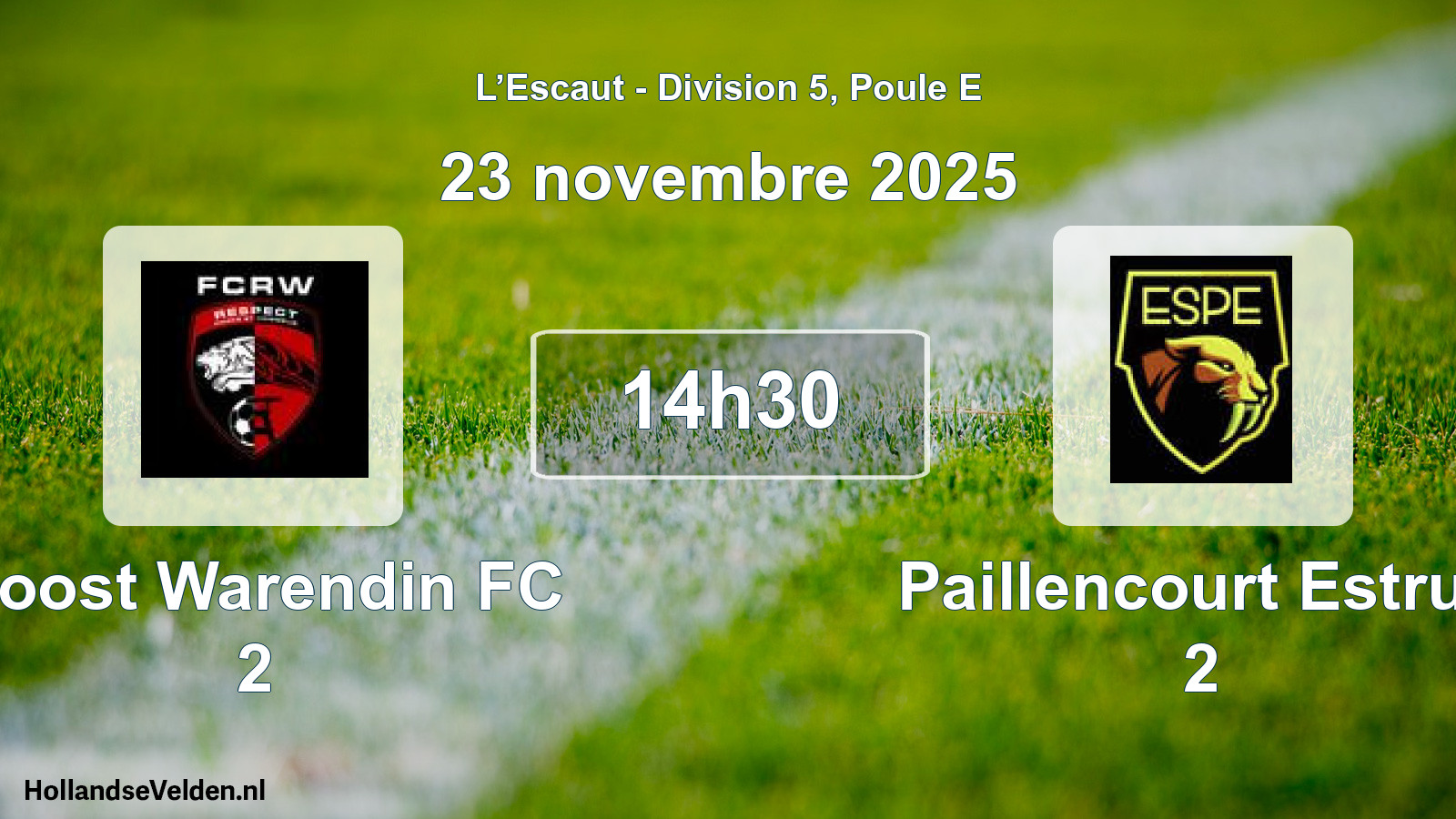 Scheduled Match: Roost Warendin FC 2 - Paillencourt Estrun 2 (23 November 2025)