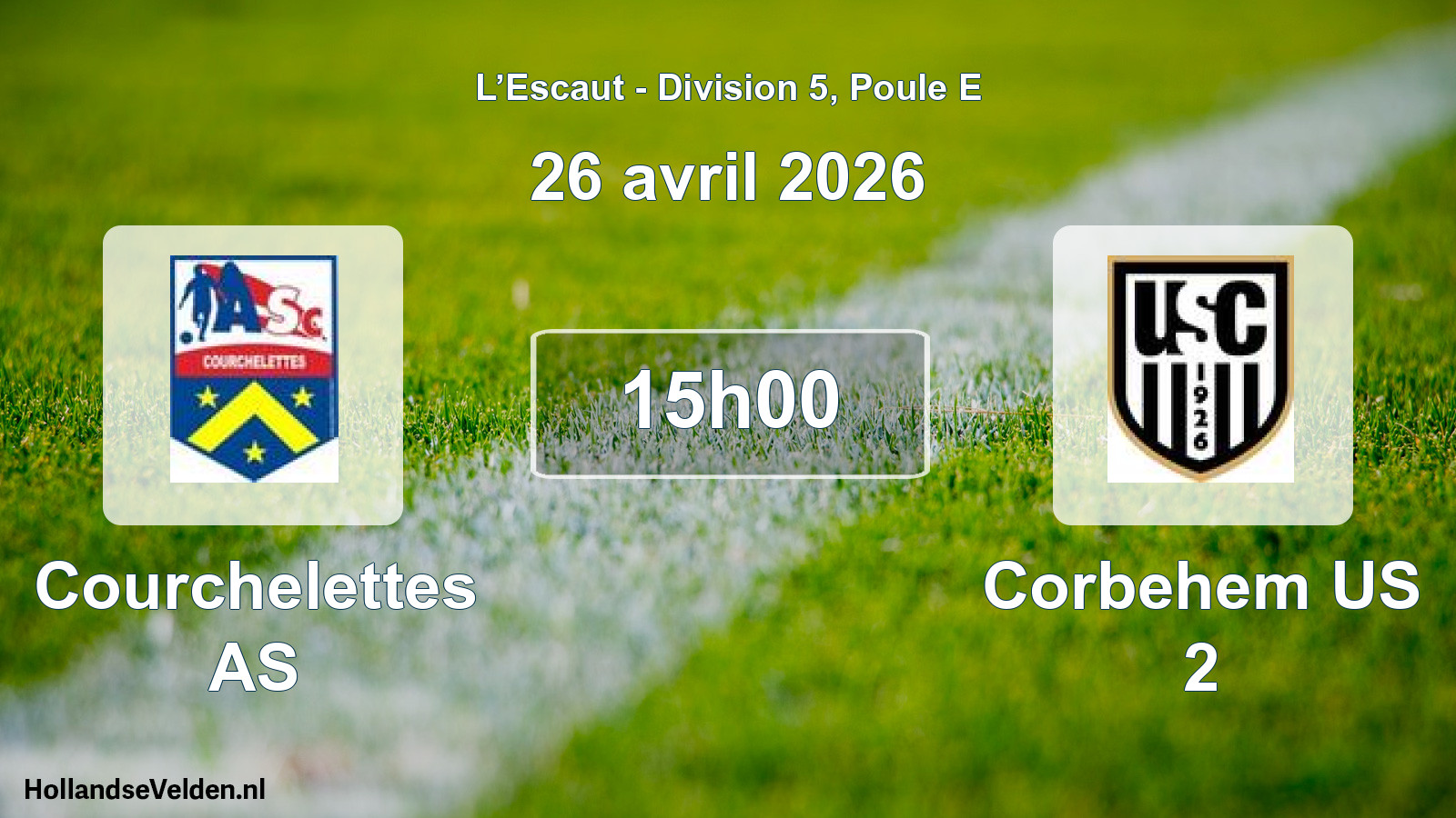 Match programmé: Courchelettes AS - Corbehem US 2 (26 avril 2026)