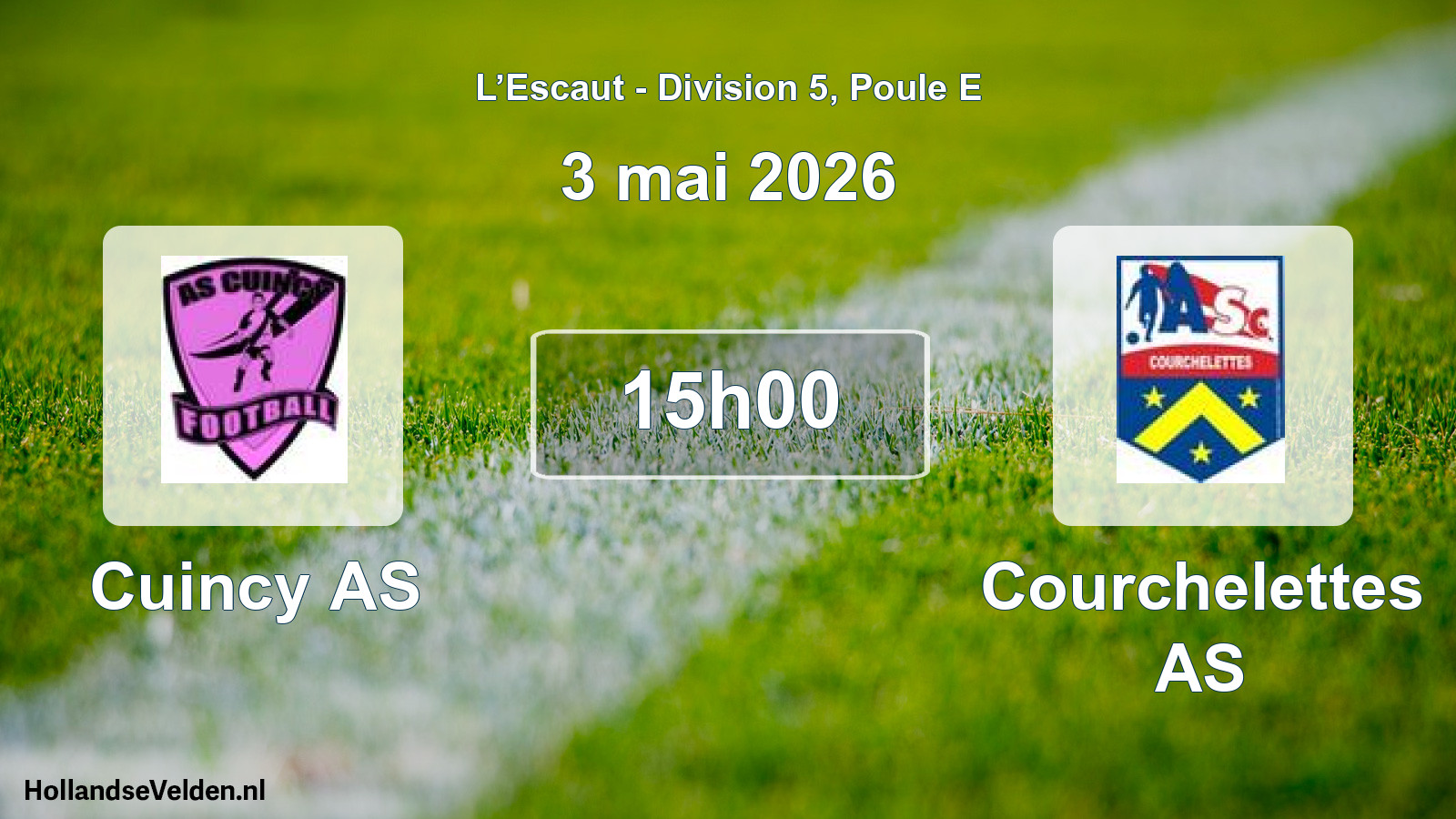 Match programmé: Cuincy AS - Courchelettes AS (3 mai 2026)