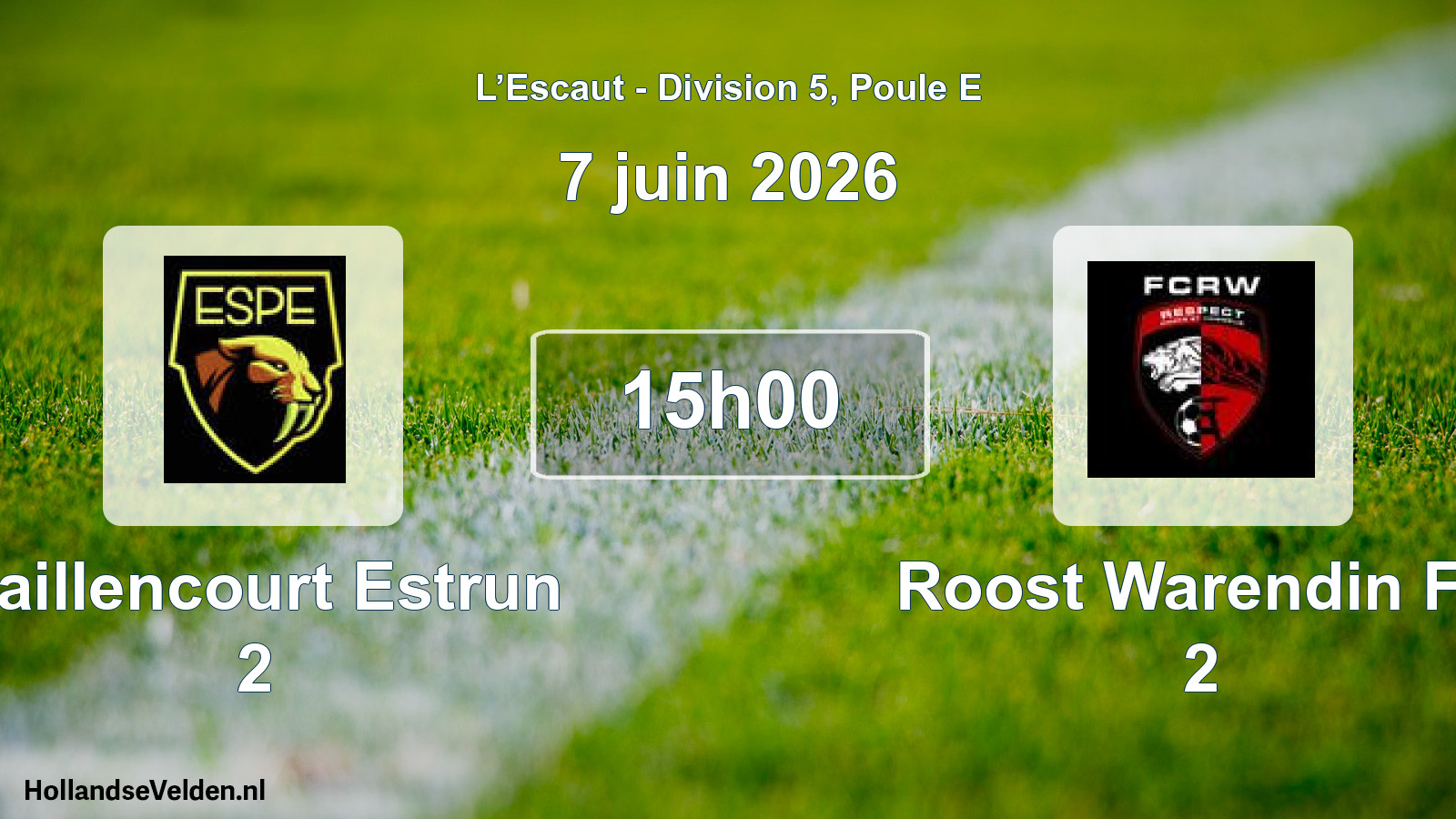Geplande wedstrijd: Paillencourt Estrun 2 - Roost Warendin FC 2 (7 juni 2026)