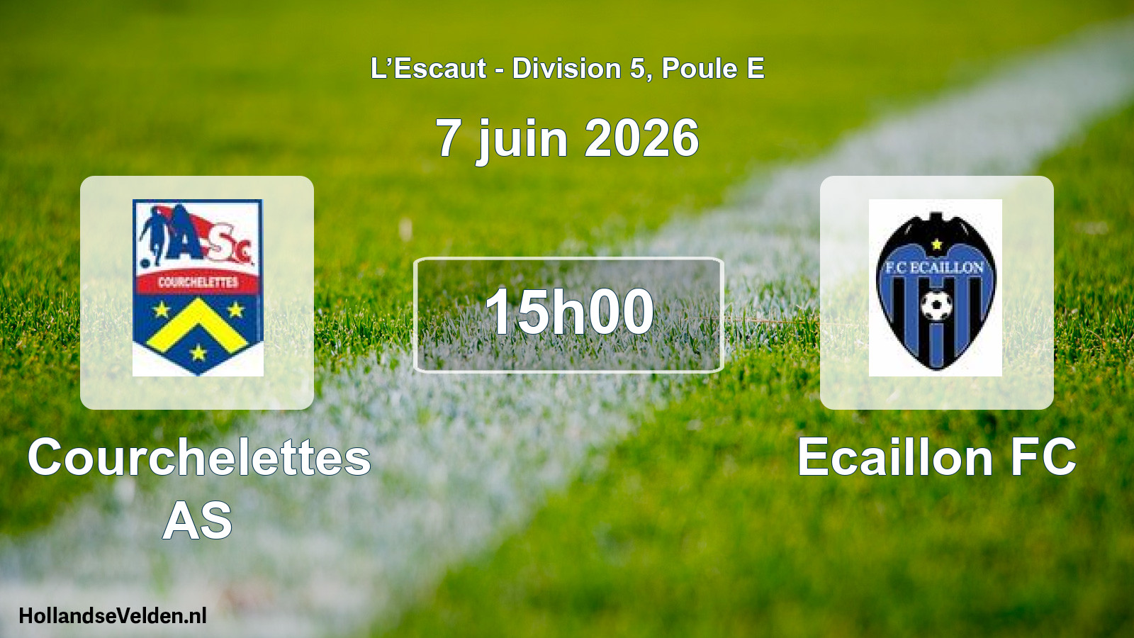 Match programmé: Courchelettes AS - Ecaillon FC (7 juin 2026)