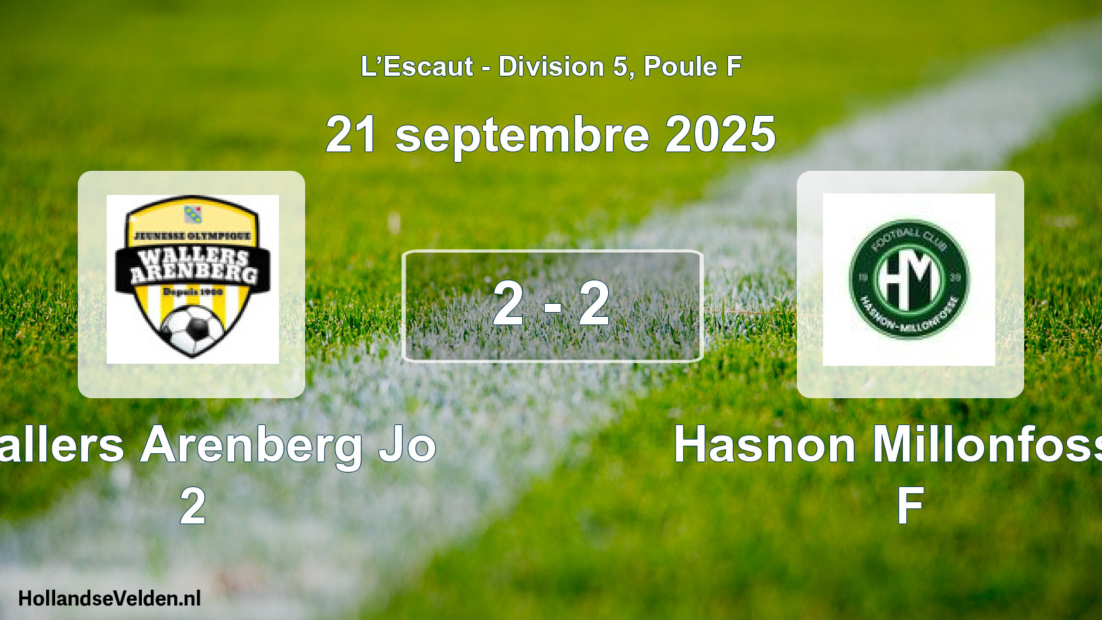 Match joué: Wallers Arenberg Jo 2 - Hasnon Millonfosse F 2 - 2 (21 septembre 2025)