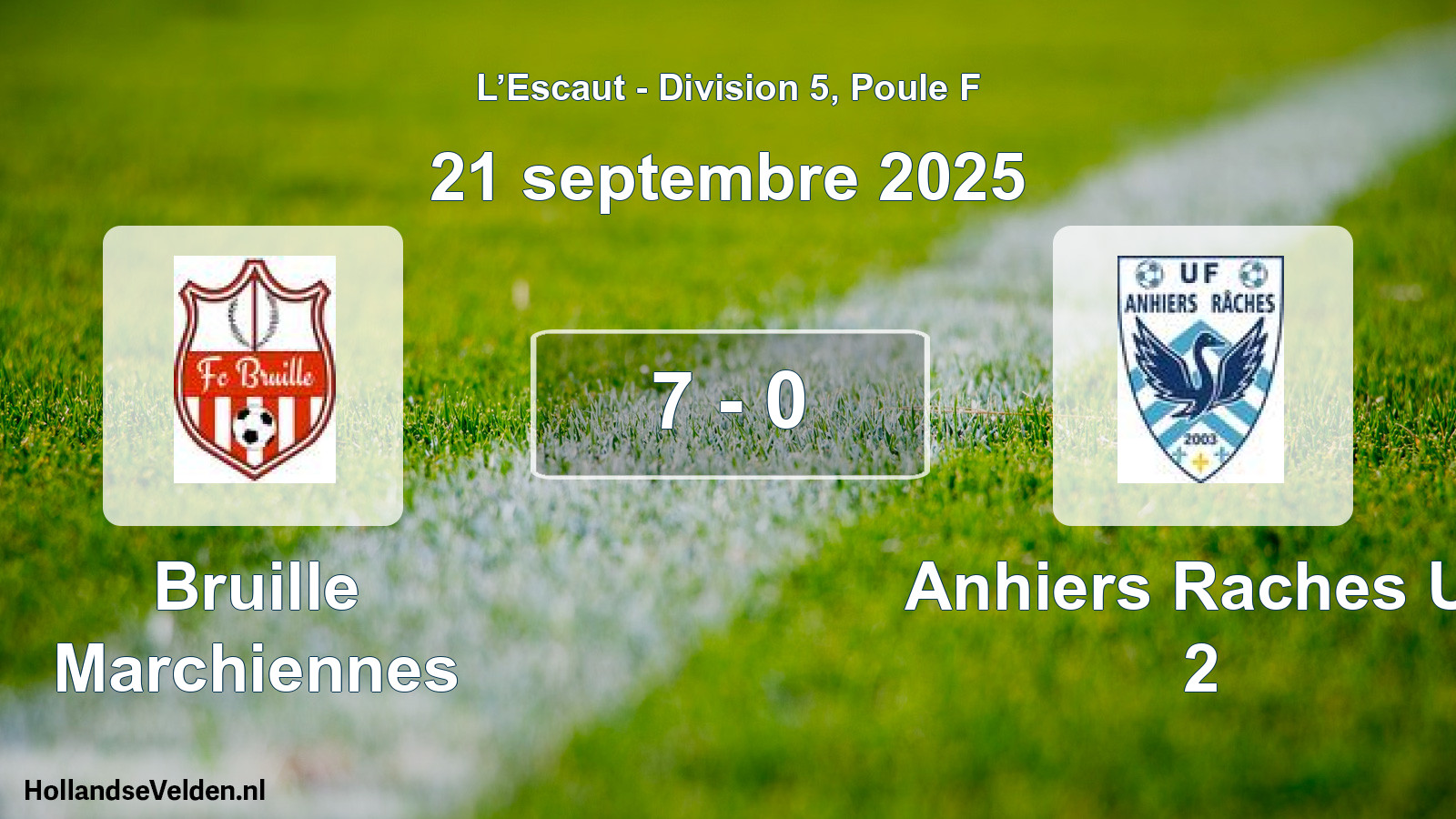 Match joué: Bruille Marchiennes - Anhiers Raches Uf 2 7 - 0 (21 septembre 2025)