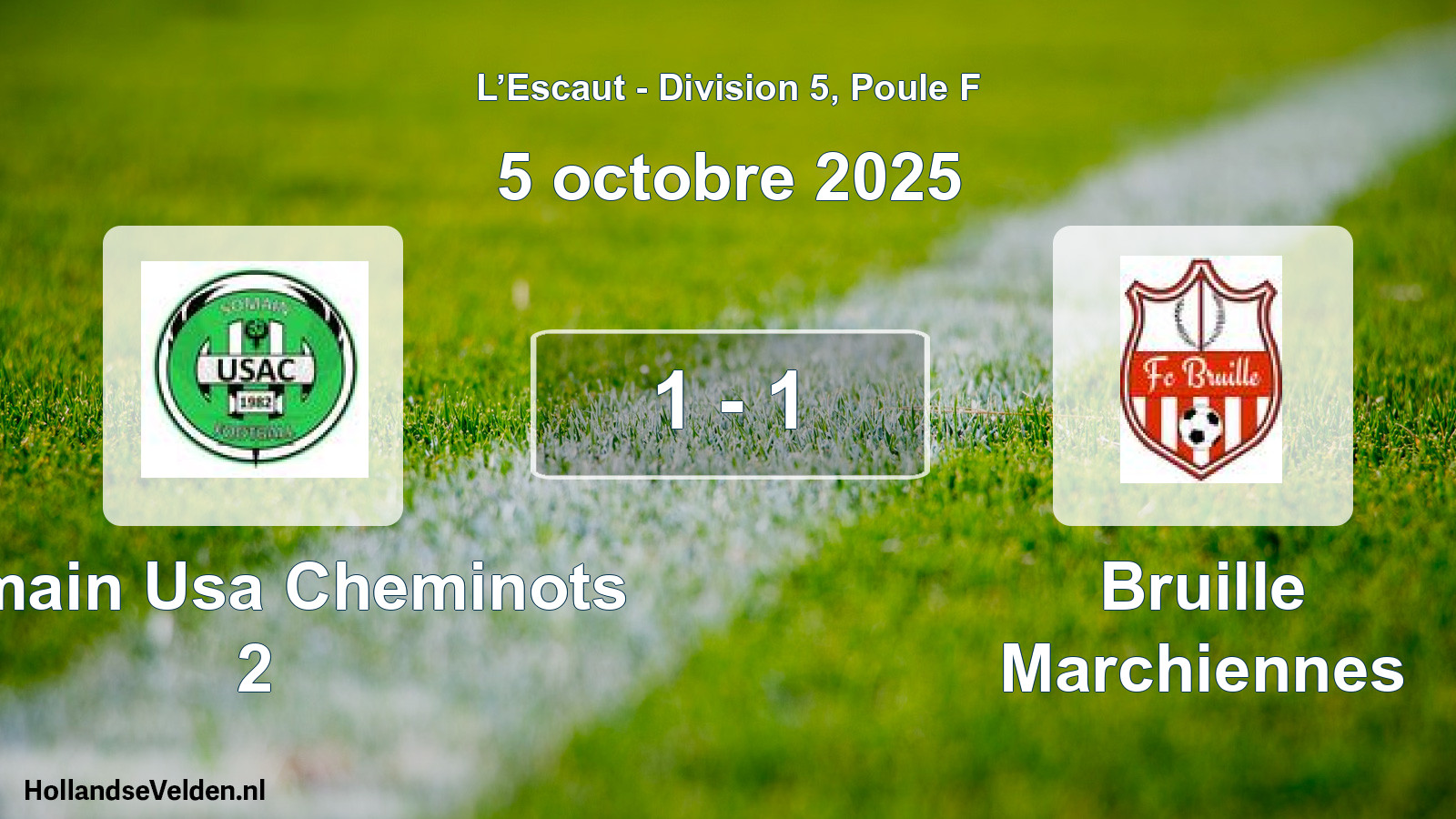Match joué: Somain Usa Cheminots 2 - Bruille Marchiennes 1 - 1 (5 octobre 2025)