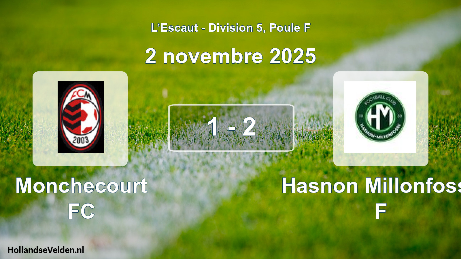Match joué: Monchecourt FC - Hasnon Millonfosse F 1 - 2 (2 novembre 2025)