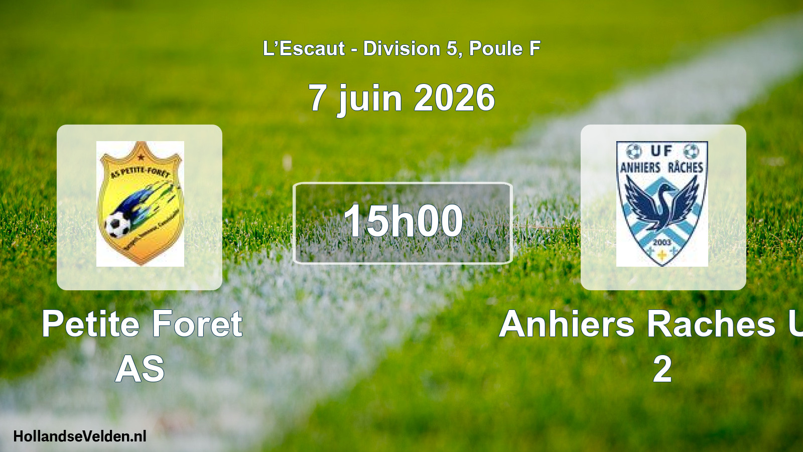 Match programmé: Petite Foret AS - Anhiers Raches Uf 2 (7 juin 2026)