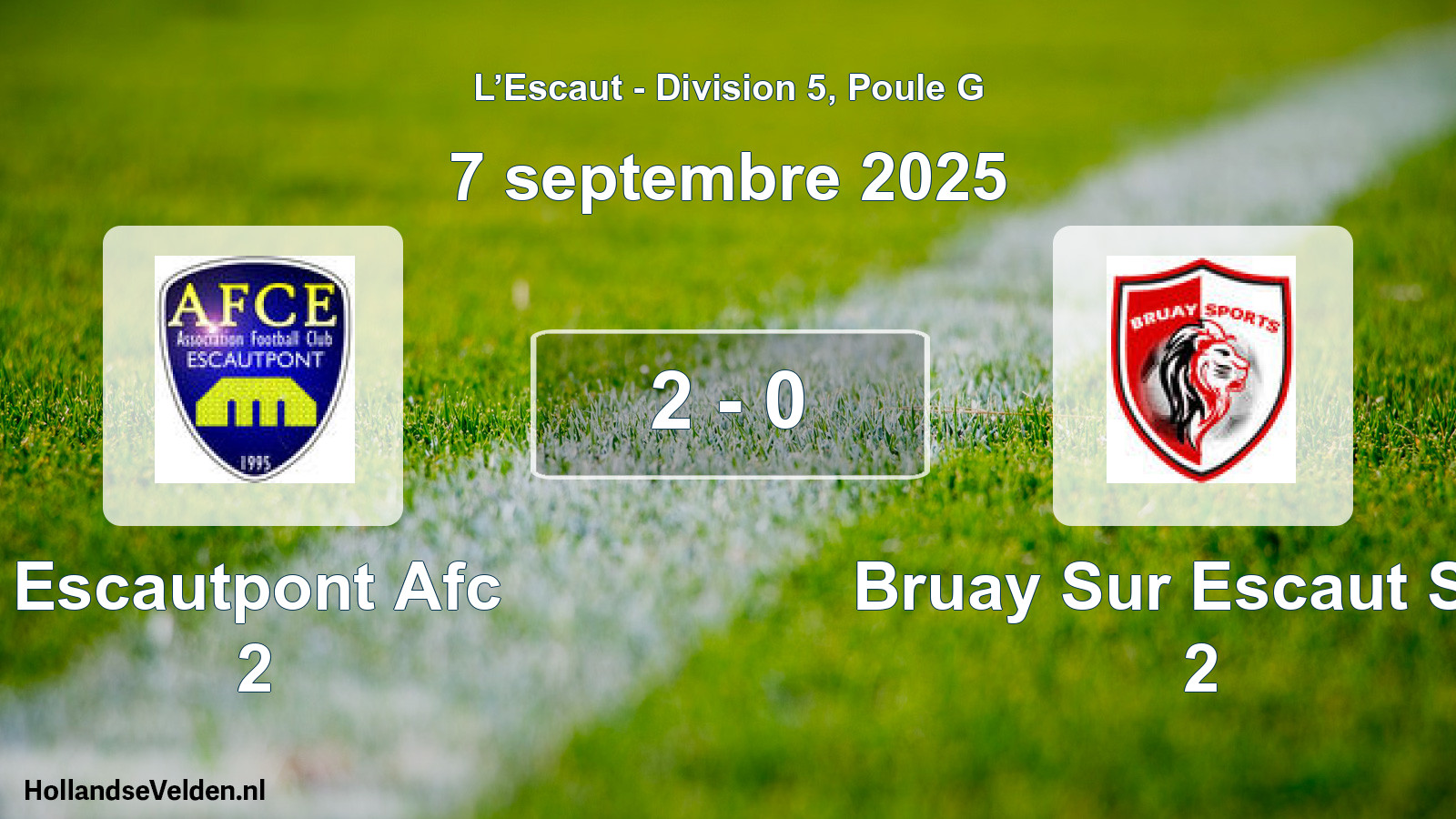 Gespeelde wedstrijd: Escautpont Afc 2 - Bruay Sur Escaut Spo 2 2 - 0 (7 september 2025)