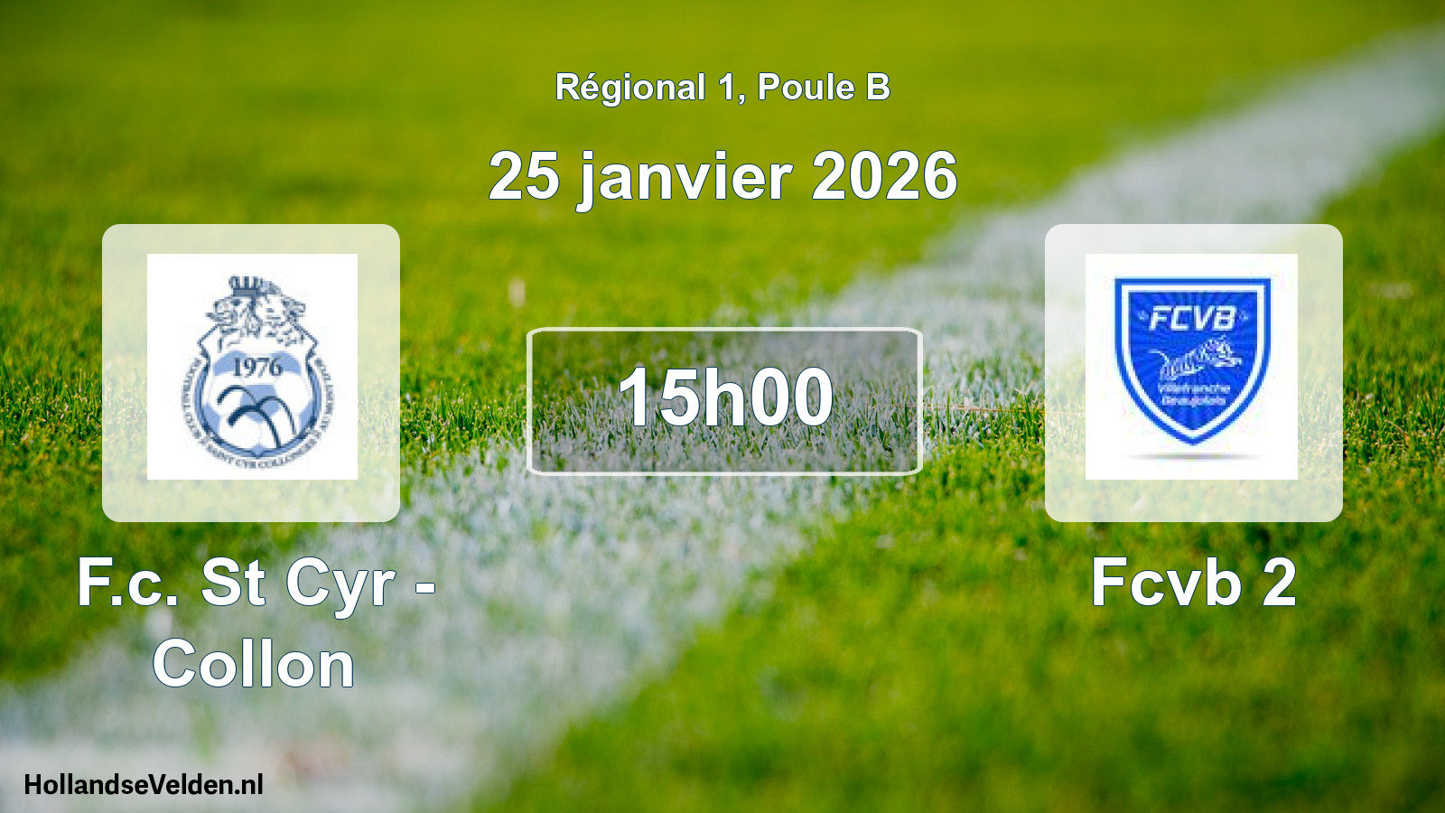 Geplande wedstrijd: F.c. St Cyr - Collon - Fcvb 2 (25 janvier 2026)