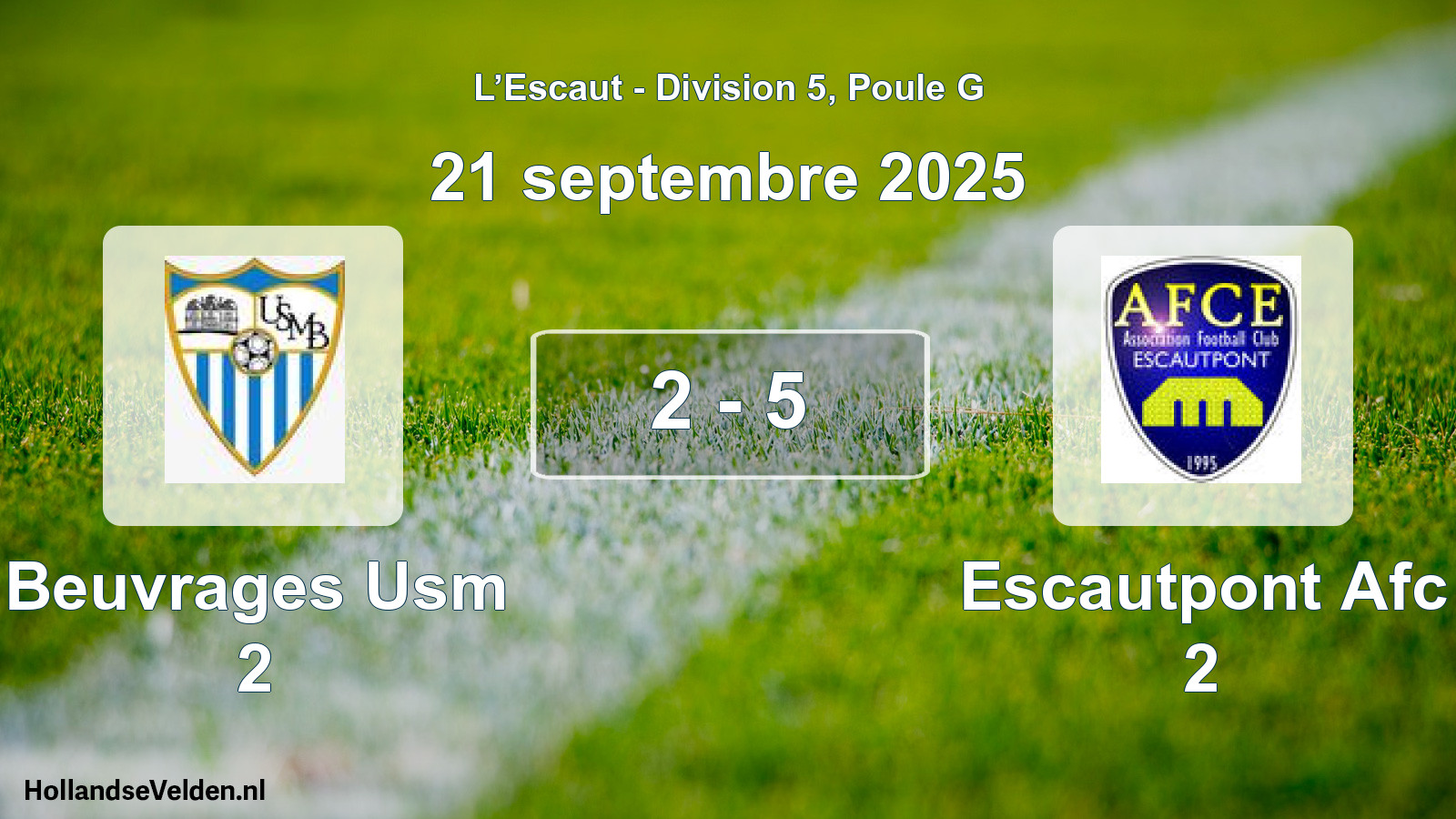 Match joué: Beuvrages Usm 2 - Escautpont Afc 2 2 - 5 (21 septembre 2025)