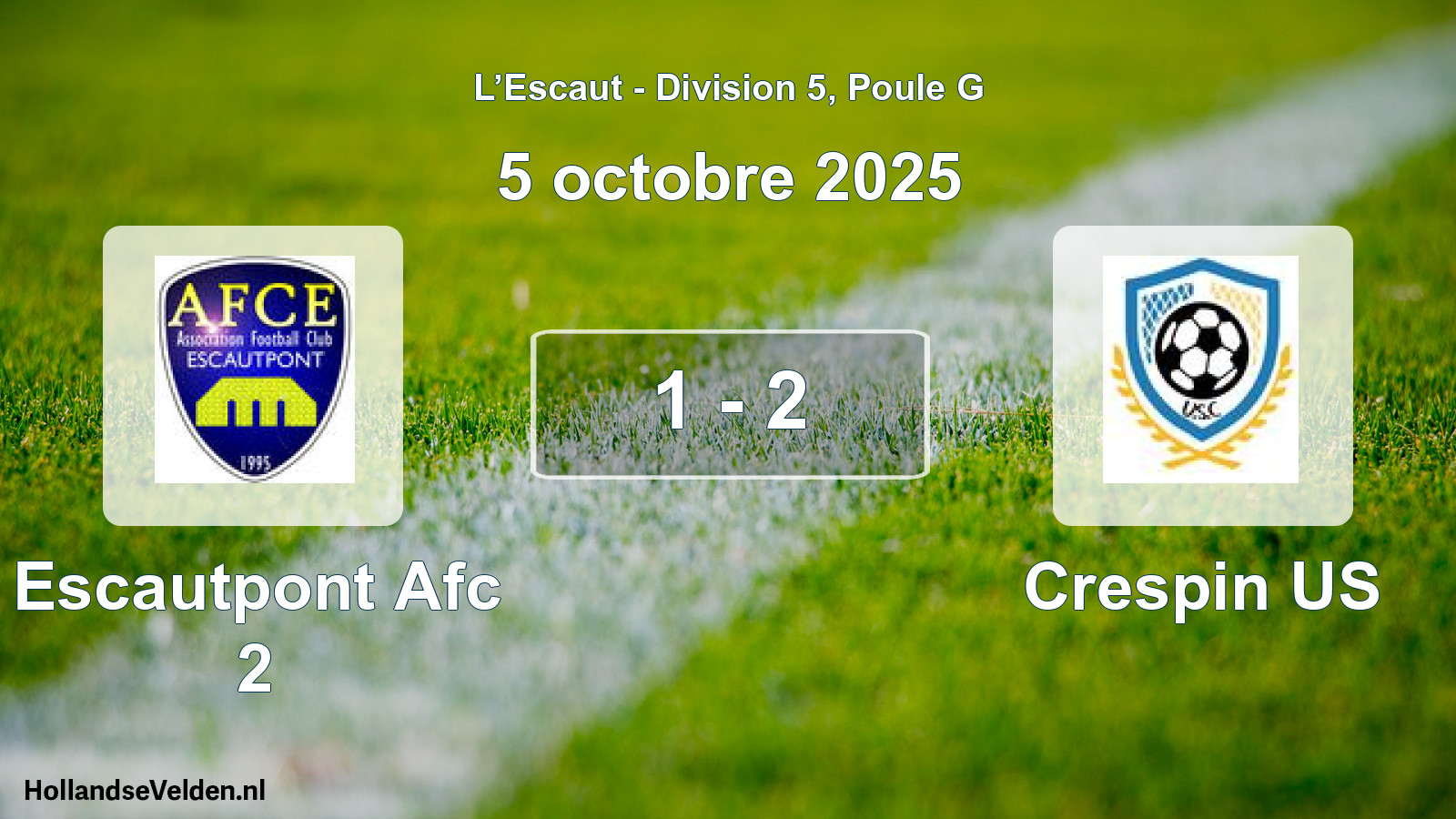 Gespeelde wedstrijd: Escautpont Afc 2 - Crespin US 1 - 2 (5 oktober 2025)