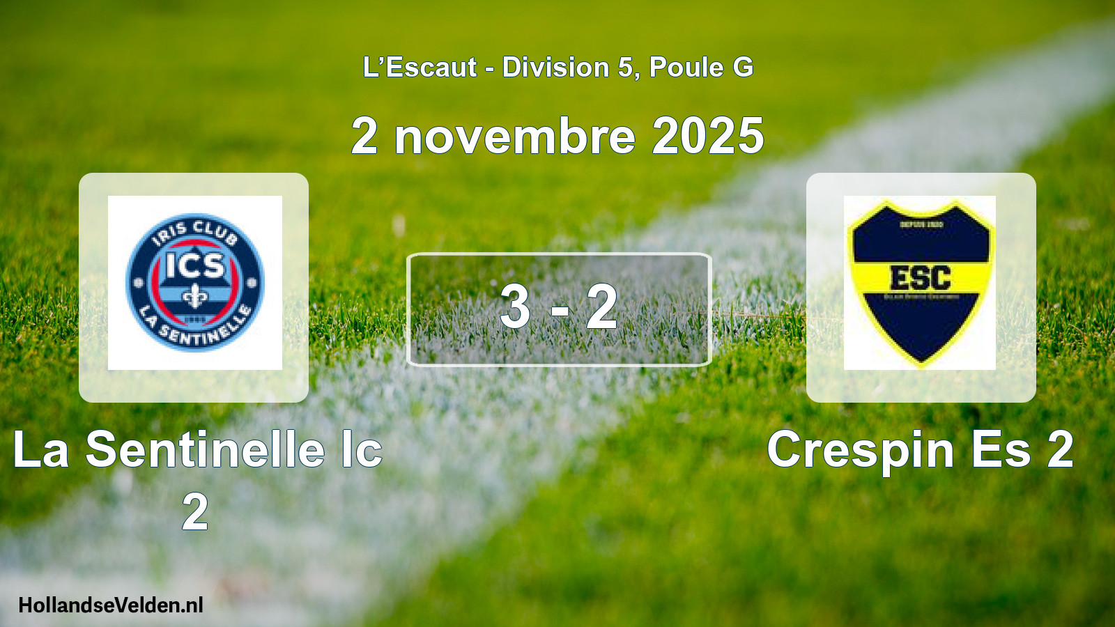 Match joué: La Sentinelle Ic 2 - Crespin Es 2 3 - 2 (2 novembre 2025)