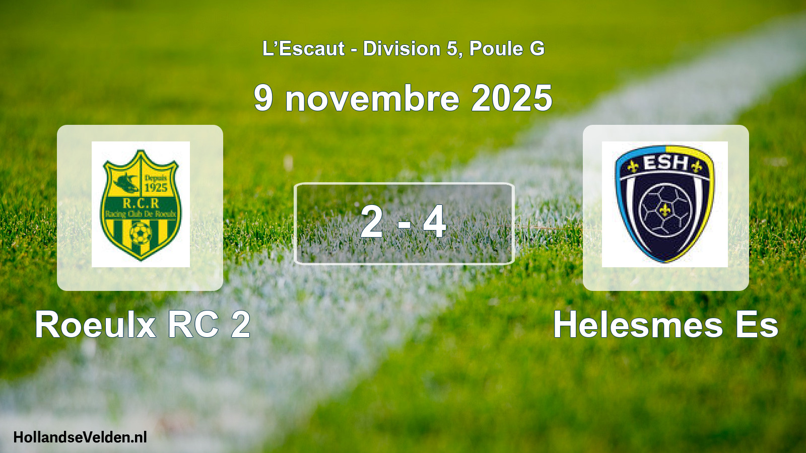 Match joué: Roeulx RC 2 - Helesmes Es 2 - 4 (9 novembre 2025)