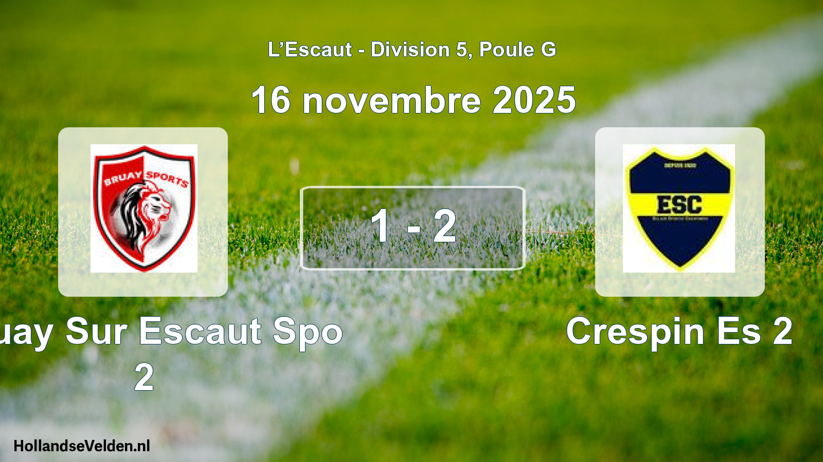 Total number of matches played: Bruay Sur Escaut Spo 2 - Crespin Es 2 1 - 2 (16 November 2025)