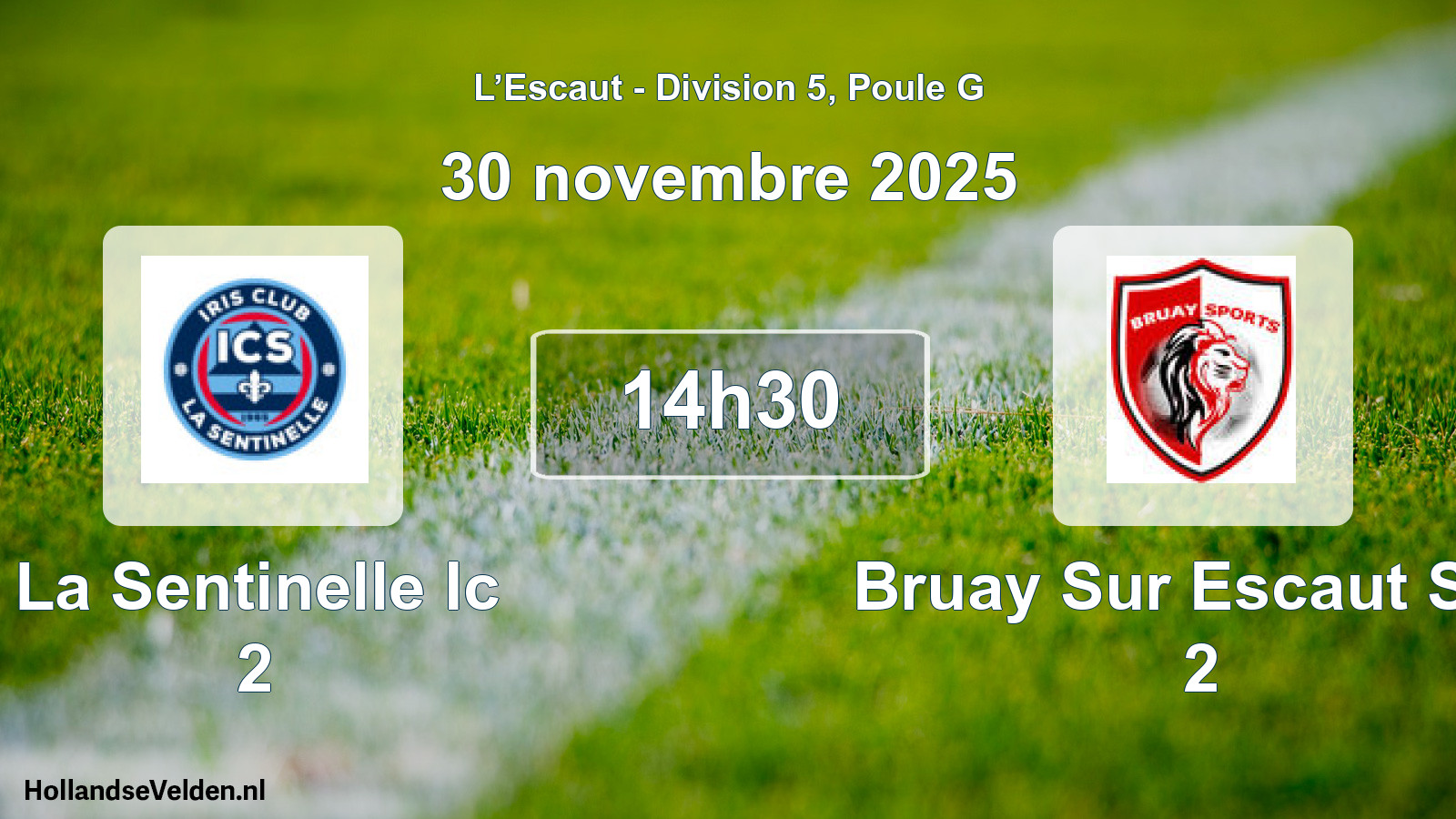 Match programmé: La Sentinelle Ic 2 - Bruay Sur Escaut Spo 2 (30 novembre 2025)