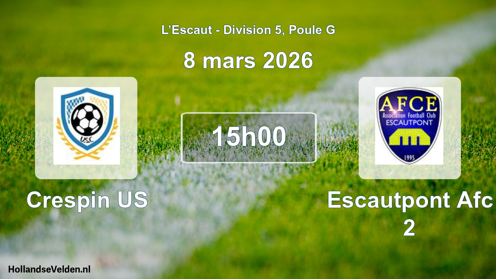 Match programmé: Crespin US - Escautpont Afc 2 (8 mars 2026)