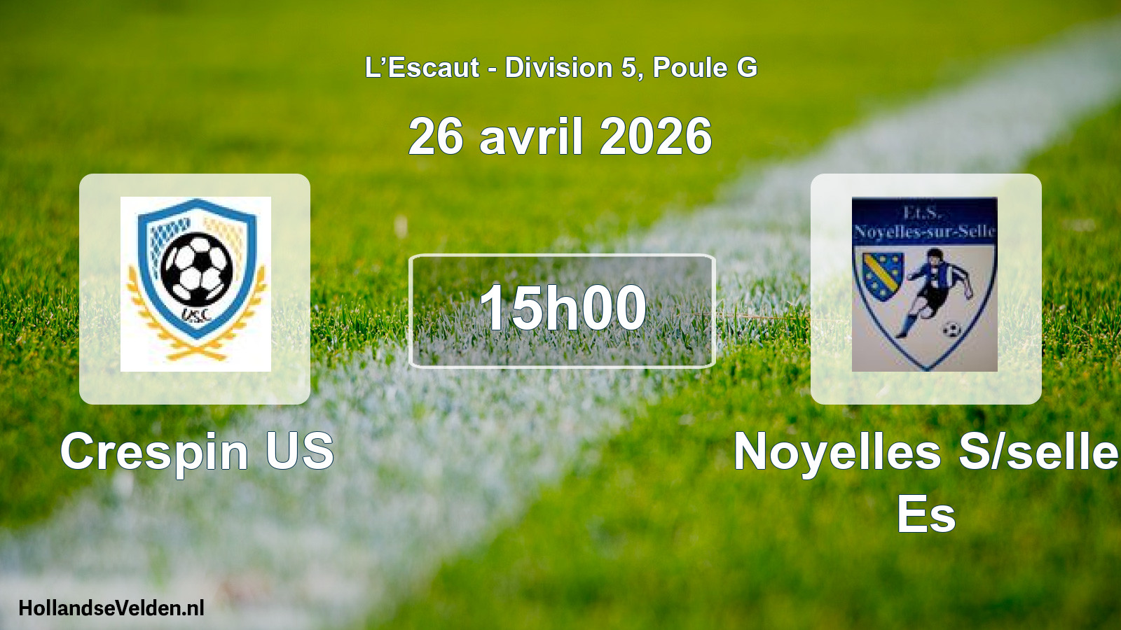 Match programmé: Crespin US - Noyelles S/selle Es (26 avril 2026)