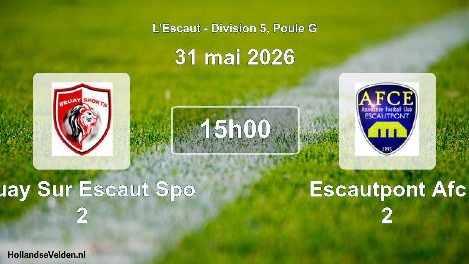 Match programmé: Bruay Sur Escaut Spo 2 - Escautpont Afc 2 (31 mai 2026)