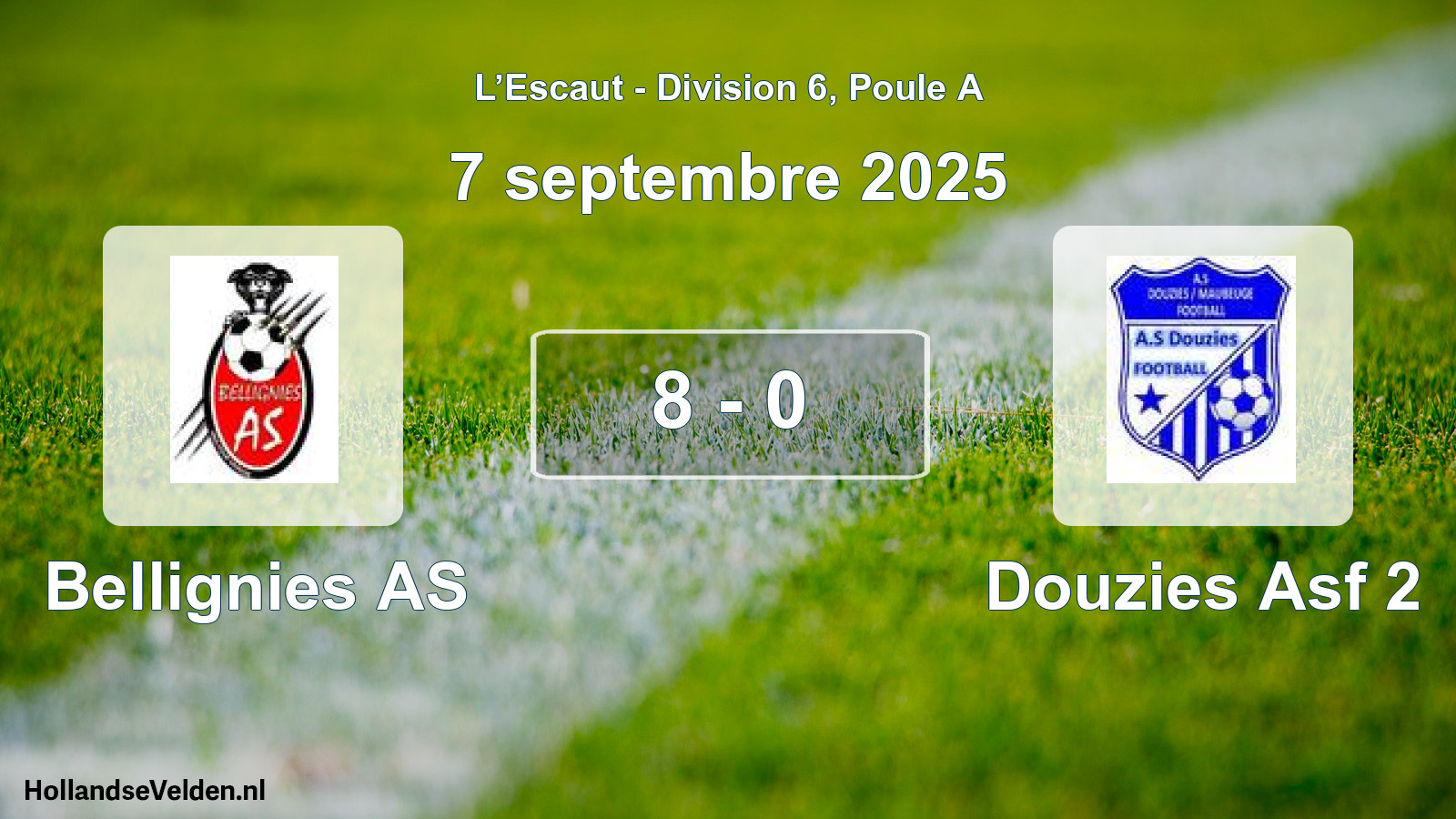 Match joué: Bellignies AS - Douzies Asf 2 8 - 0 (7 septembre 2025)