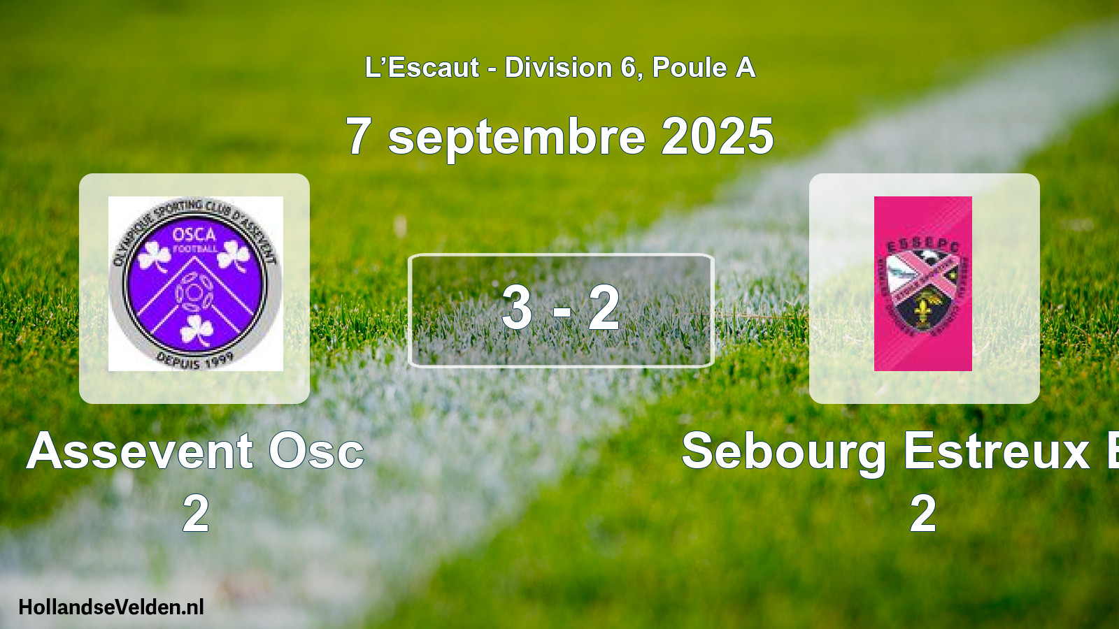 Match joué: Assevent Osc 2 - Sebourg Estreux Es 2 3 - 2 (7 septembre 2025)