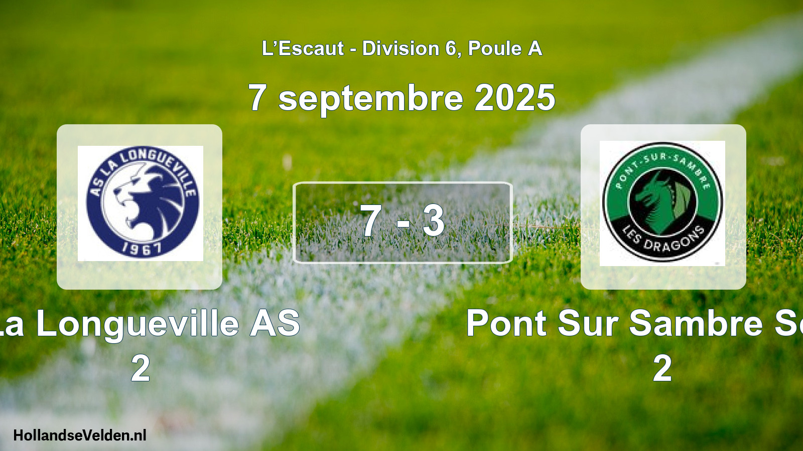 Match joué: La Longueville AS 2 - Pont Sur Sambre Scep 2 7 - 3 (7 septembre 2025)