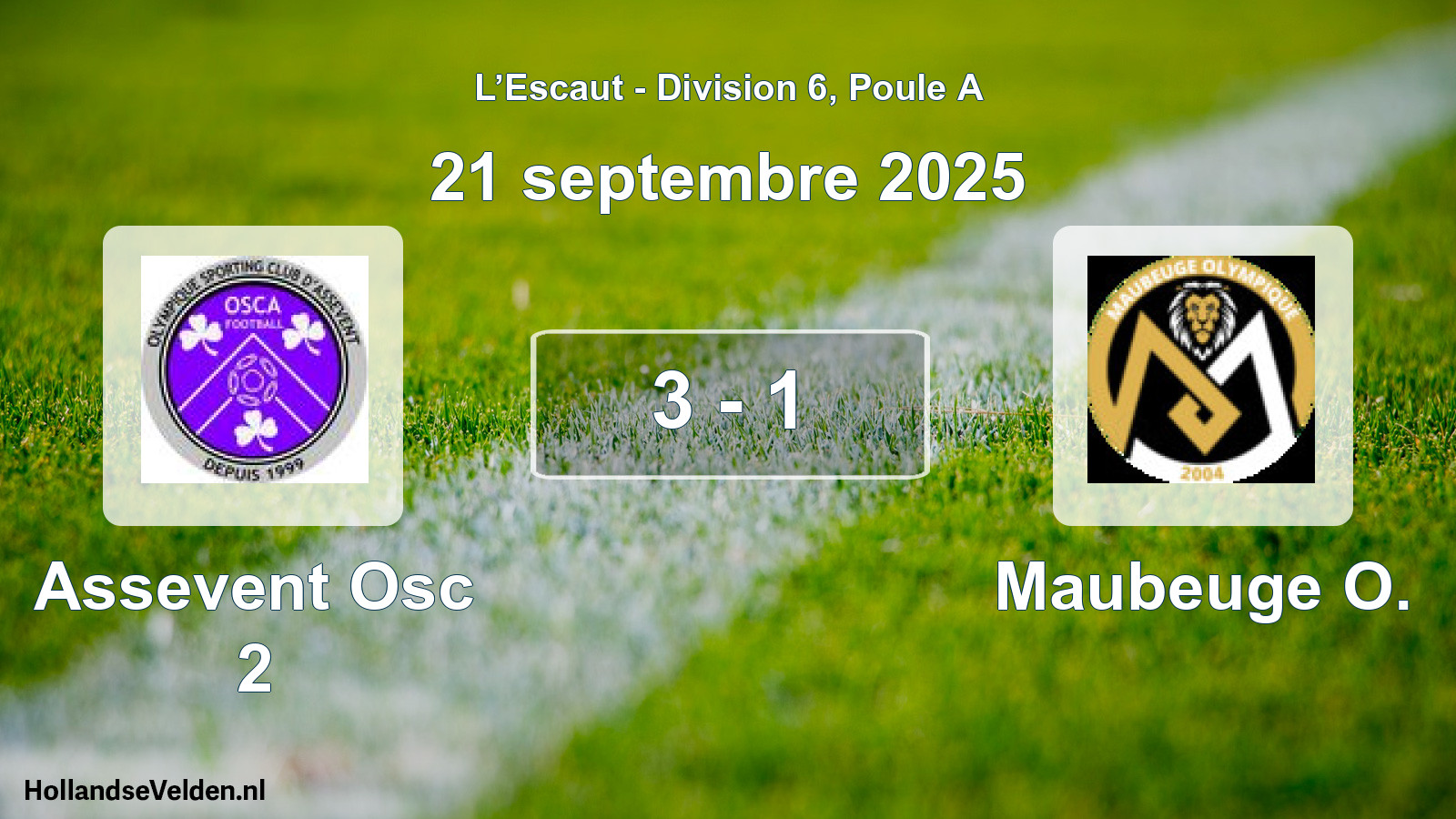 Match joué: Assevent Osc 2 - Maubeuge O. 3 - 1 (21 septembre 2025)