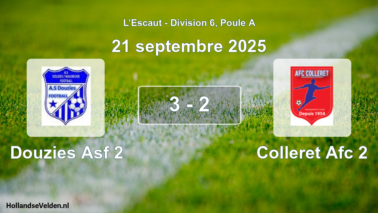 Total number of matches played: Douzies Asf 2 - Colleret Afc 2 3 - 2 (21 September 2025)