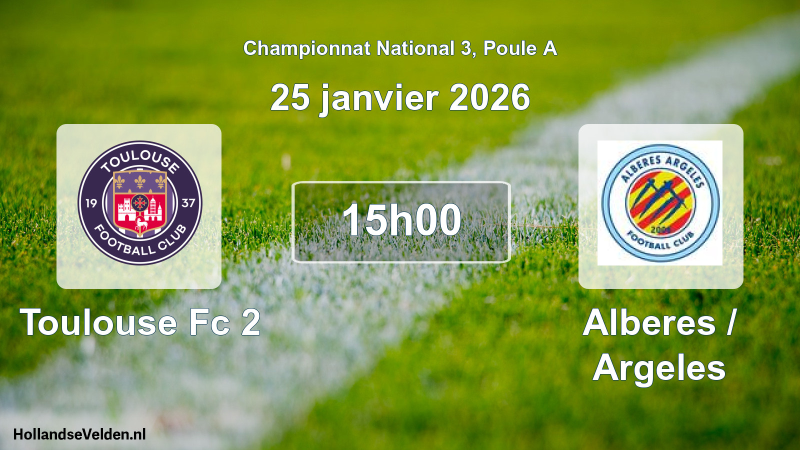 Geplande wedstrijd: Toulouse Fc 2 - Alberes / Argeles (25 januari 2026)