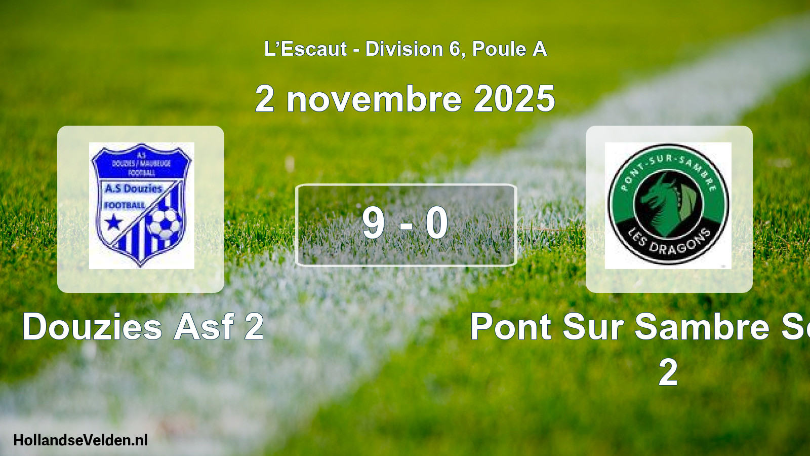 Match joué: Douzies Asf 2 - Pont Sur Sambre Scep 2 9 - 0 (2 novembre 2025)