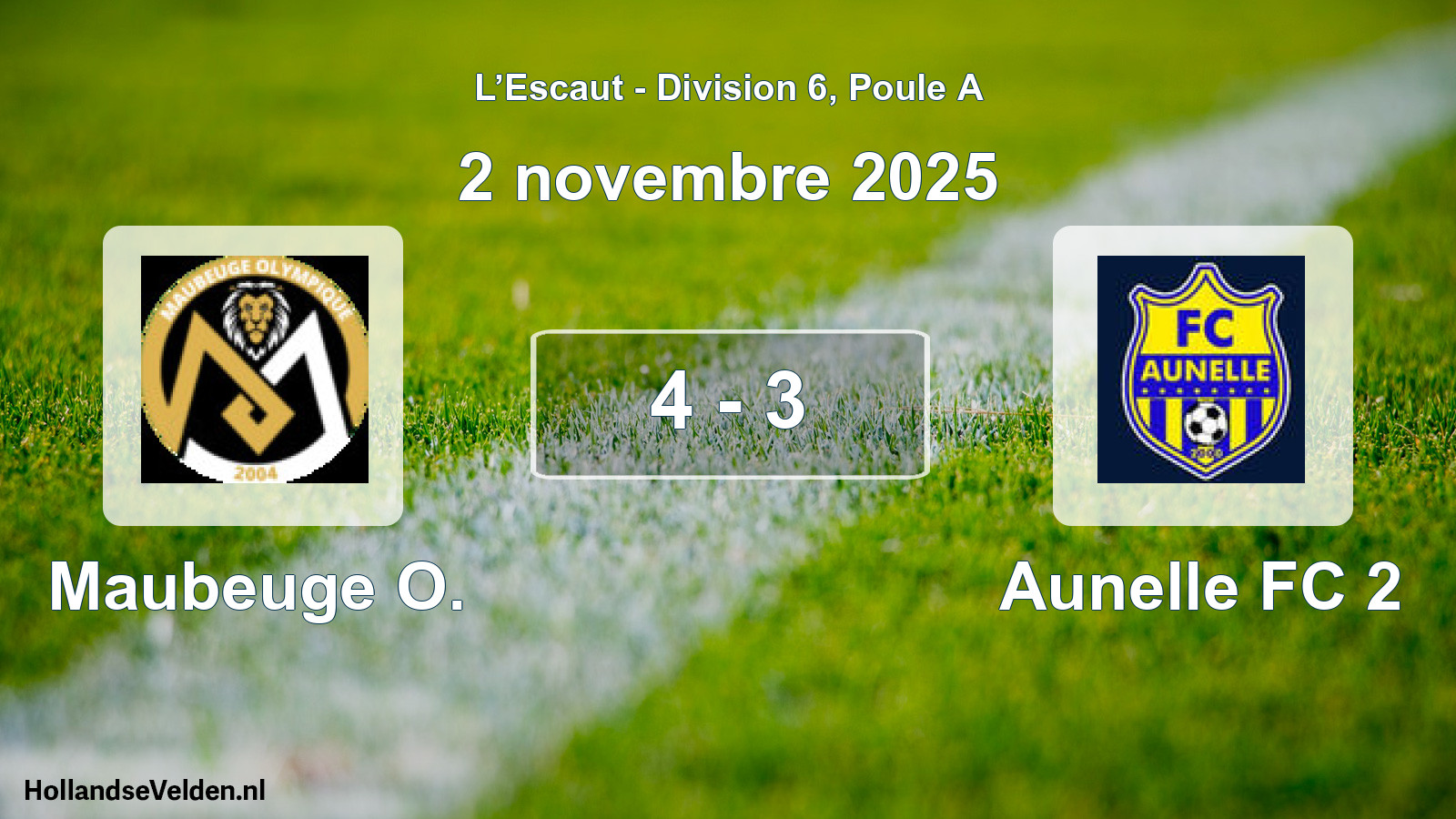 Total number of matches played: Maubeuge O. - Aunelle FC 2 4 - 3 (2 November 2025)