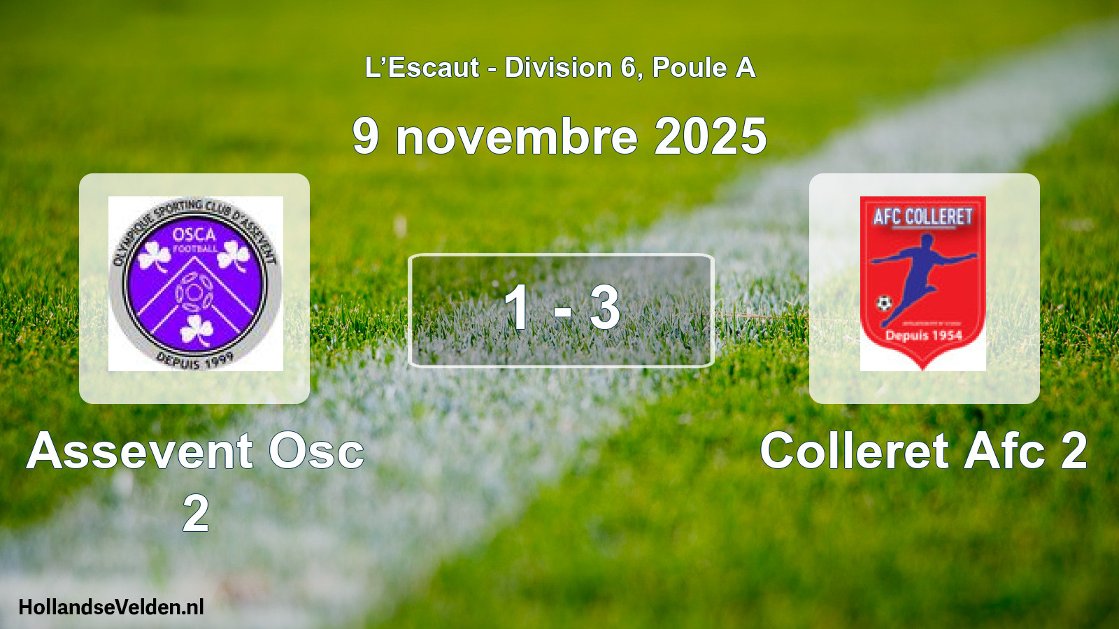 Match joué: Assevent Osc 2 - Colleret Afc 2 1 - 3 (9 novembre 2025)