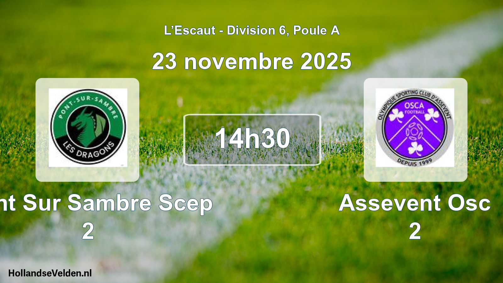 Match programmé: Pont Sur Sambre Scep 2 - Assevent Osc 2 (23 novembre 2025)