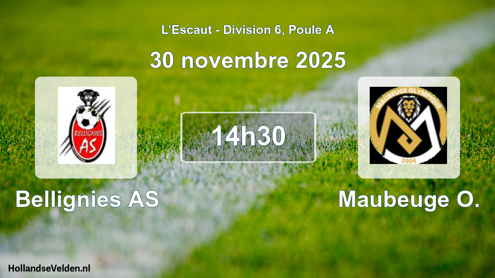 Match programmé: Bellignies AS - Maubeuge O. (30 novembre 2025)