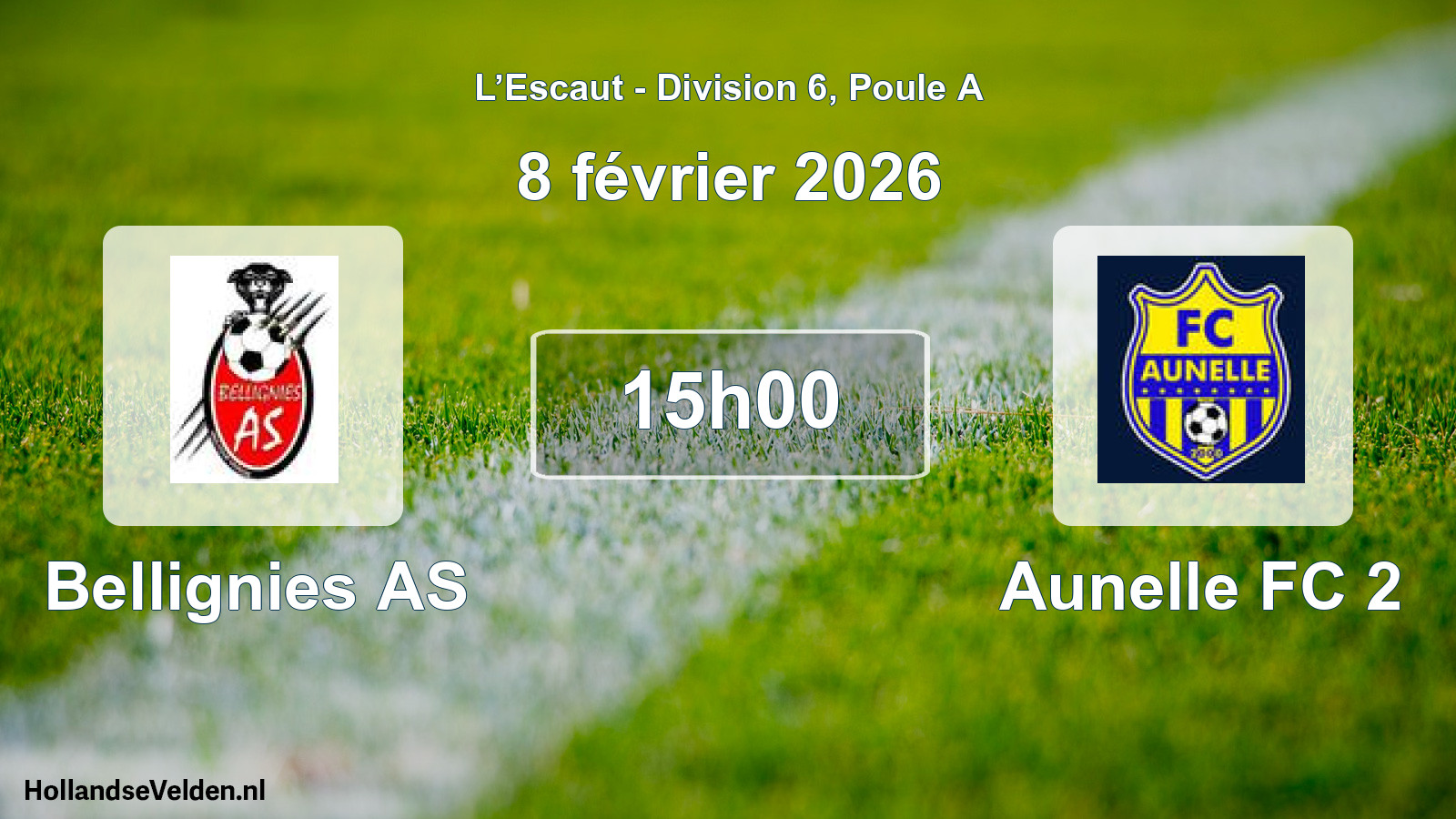 Match programmé: Bellignies AS - Aunelle FC 2 (8 février 2026)