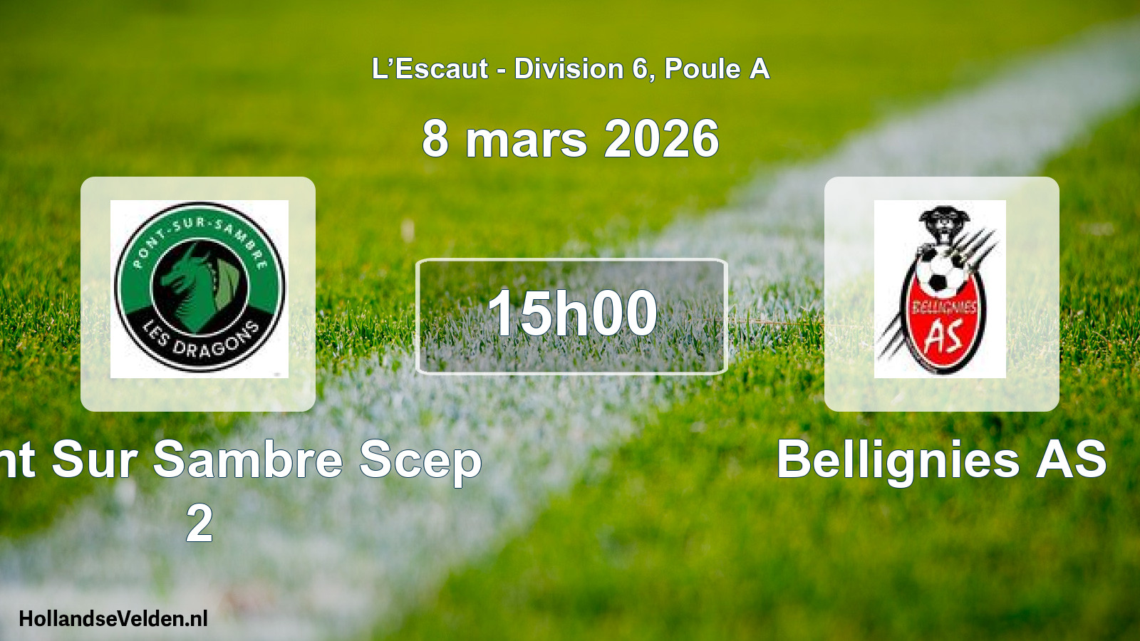 Match programmé: Pont Sur Sambre Scep 2 - Bellignies AS (8 mars 2026)