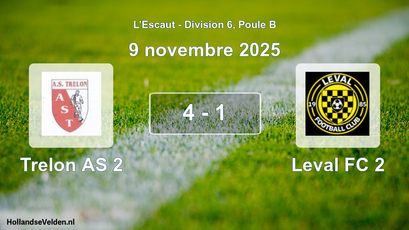 Match joué: Trelon AS 2 - Leval FC 2 4 - 1 (9 novembre 2025)