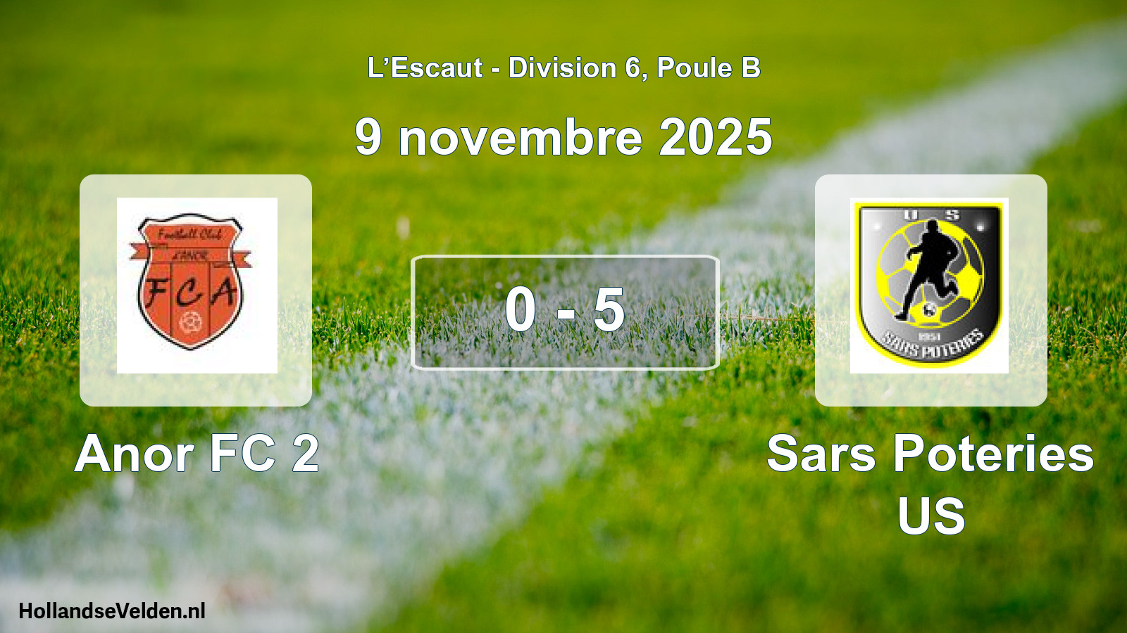 Match joué: Anor FC 2 - Sars Poteries US 0 - 5 (9 novembre 2025)