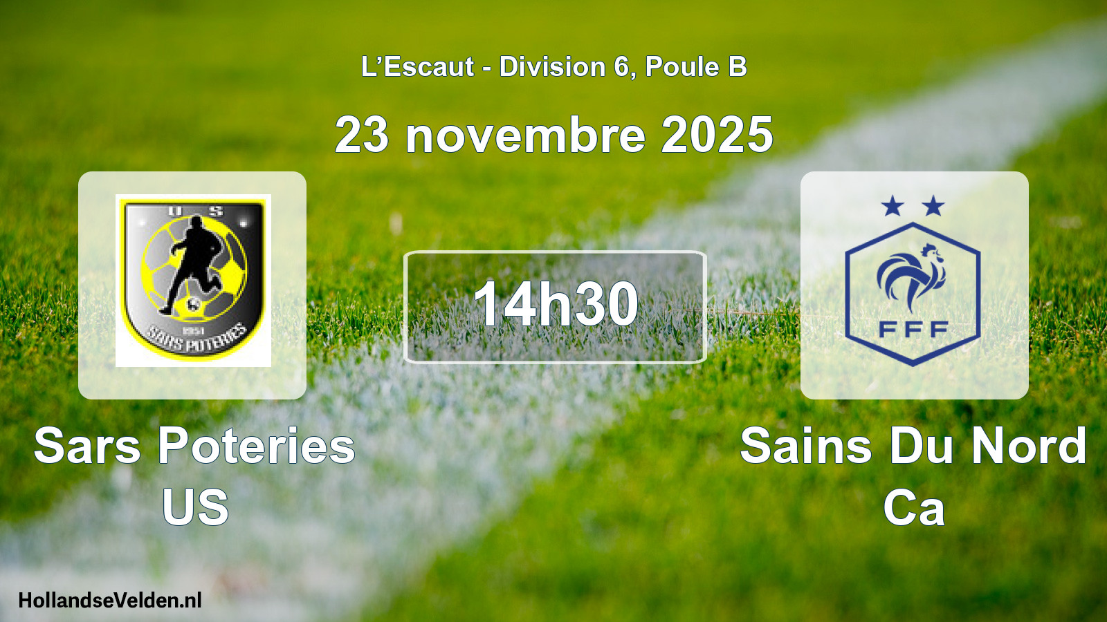 Match programmé: Sars Poteries US - Sains Du Nord Ca (23 novembre 2025)