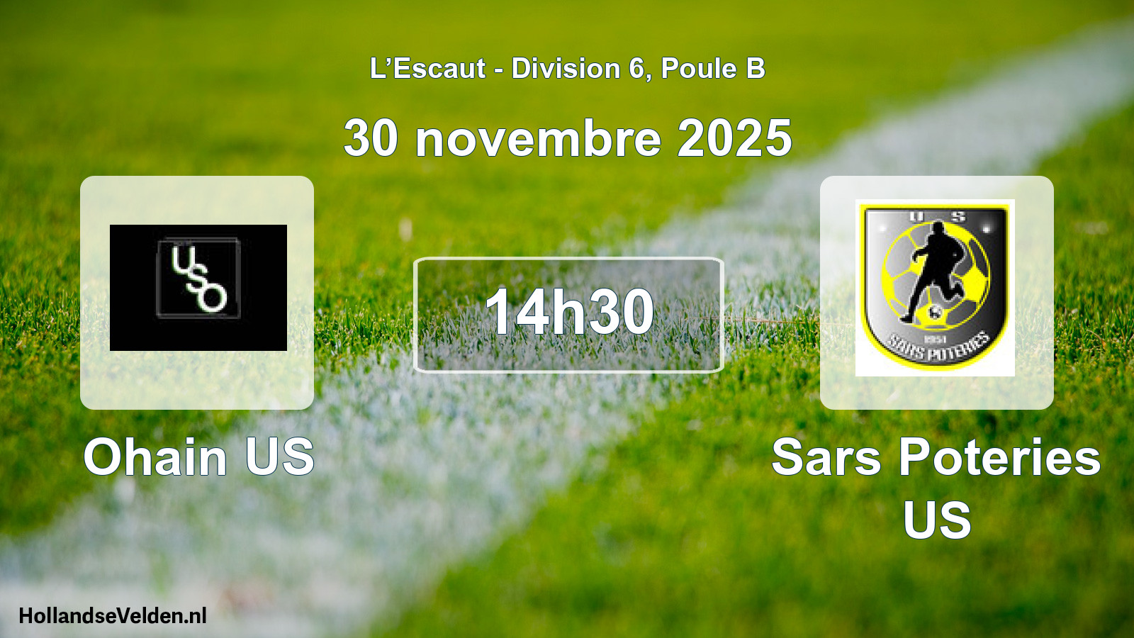 Match programmé: Ohain US - Sars Poteries US (30 novembre 2025)