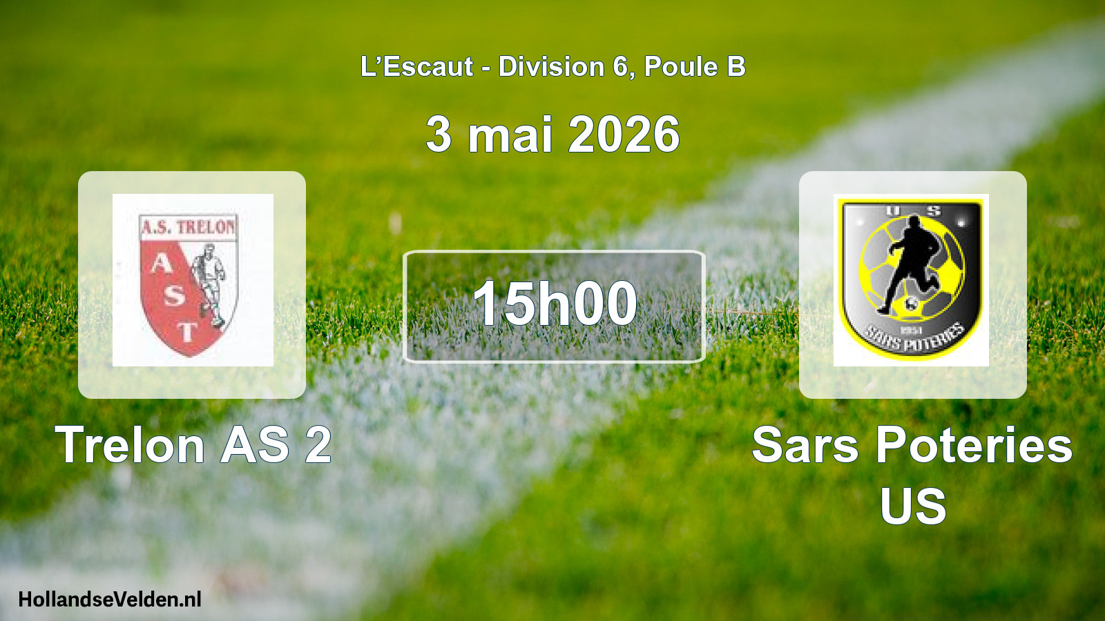 Match programmé: Trelon AS 2 - Sars Poteries US (3 mai 2026)
