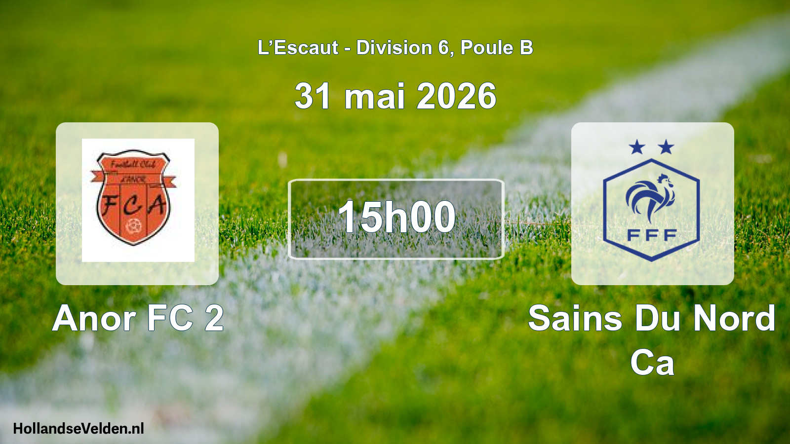 Match programmé: Anor FC 2 - Sains Du Nord Ca (31 mai 2026)